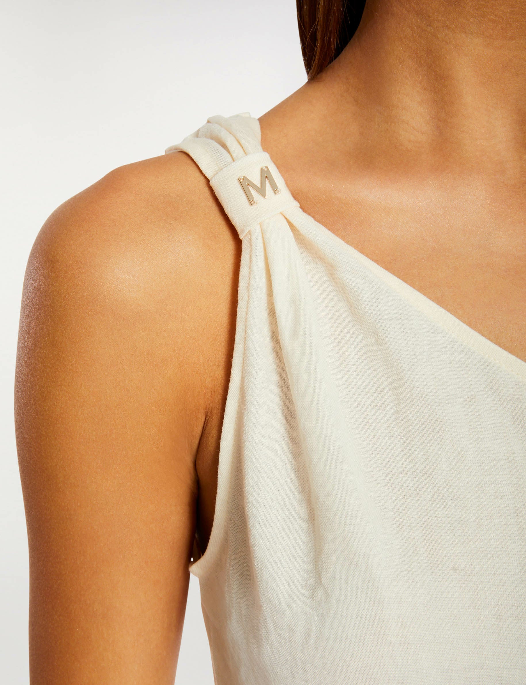 T-shirt &agrave; manches asym&eacute;triques ecru moyen femme