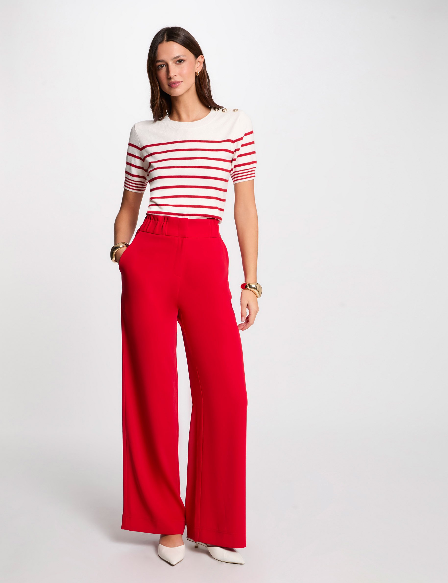 pull manches courtes raye ivoire femme Pull manches courtes rayé ivoire femme