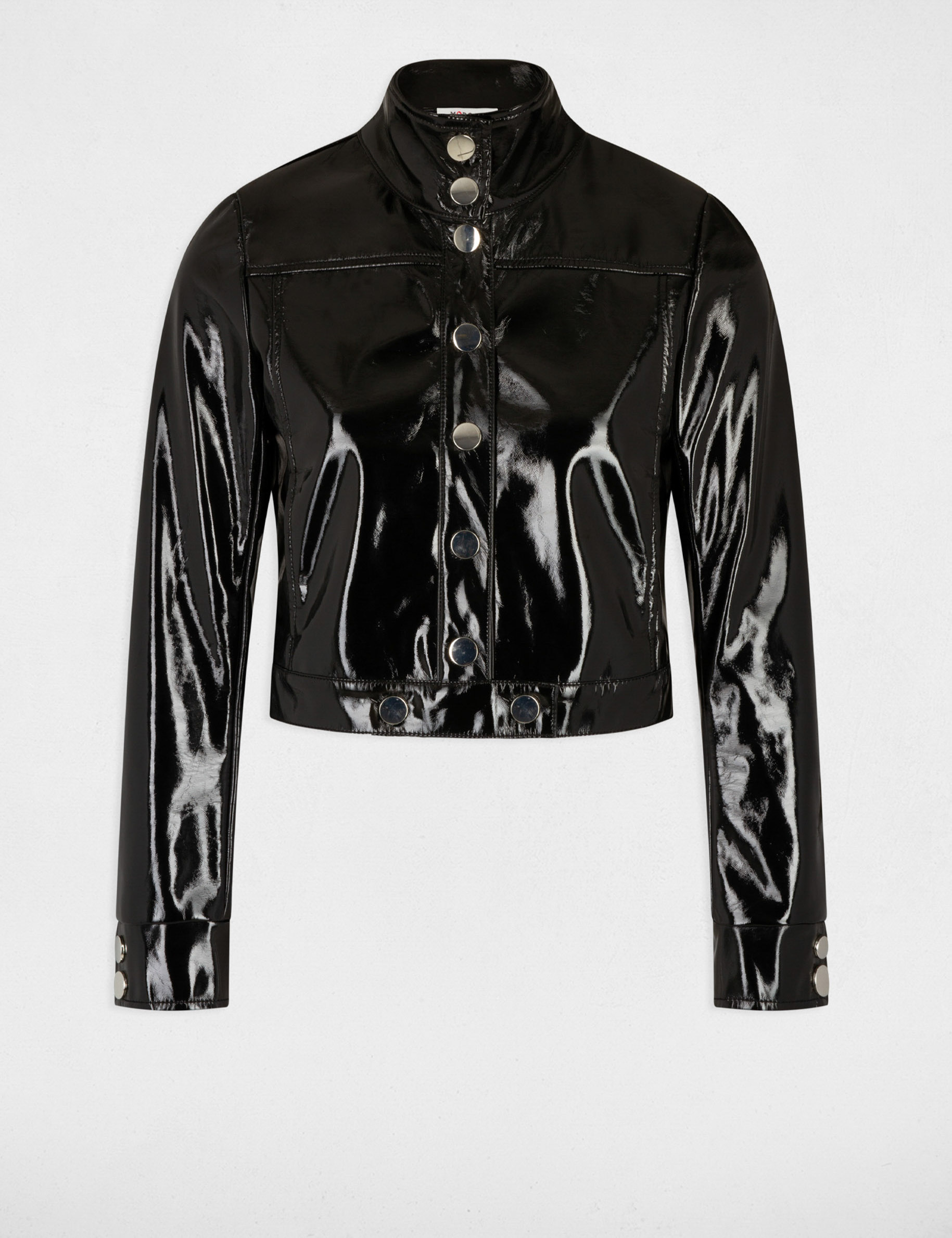 Blouson court droit aspect vinyle noir femme Blouson court droit aspect vinyle noir femme