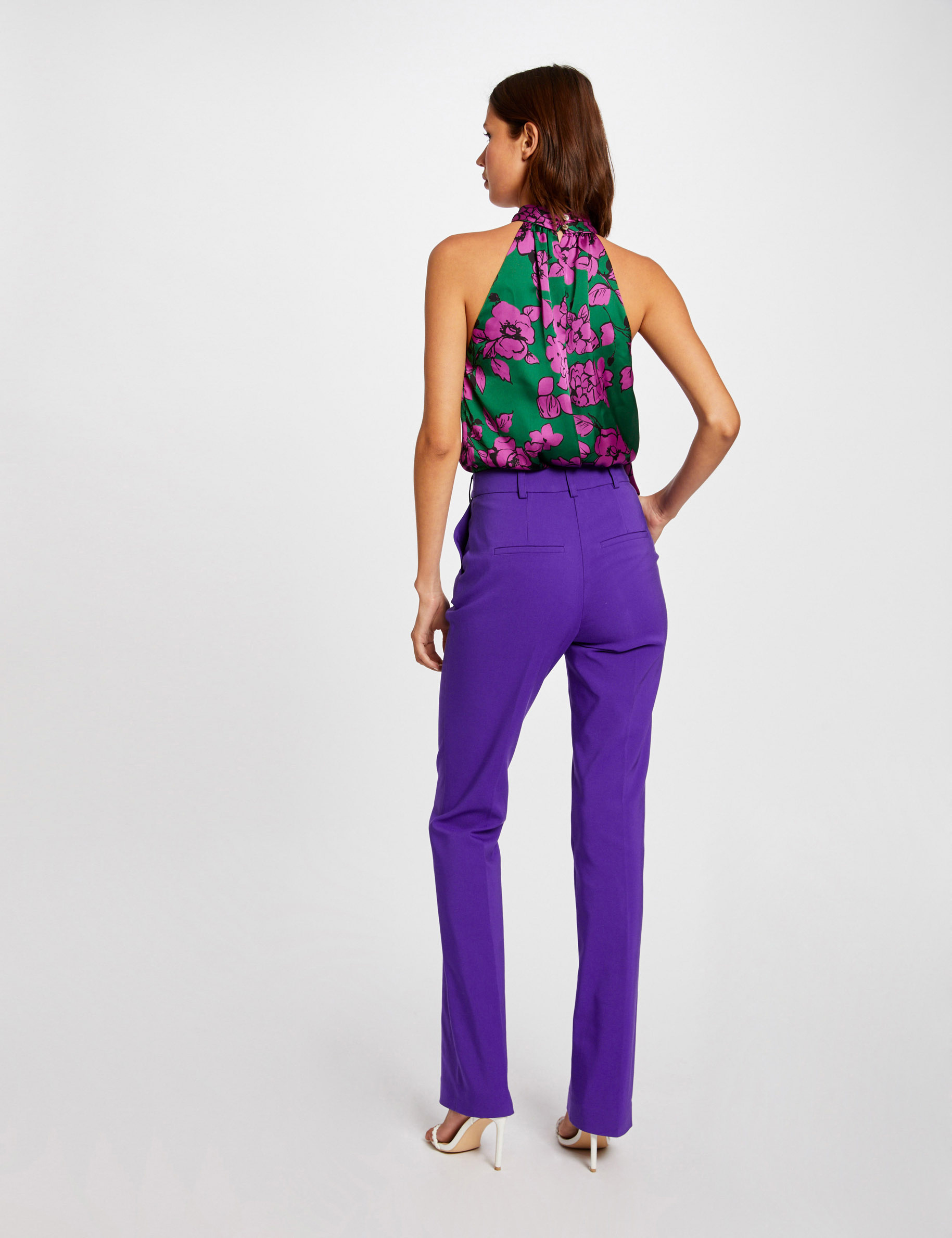 blouse sans manches imprime floral violet femme Blouse sans manches imprimé floral violet femme