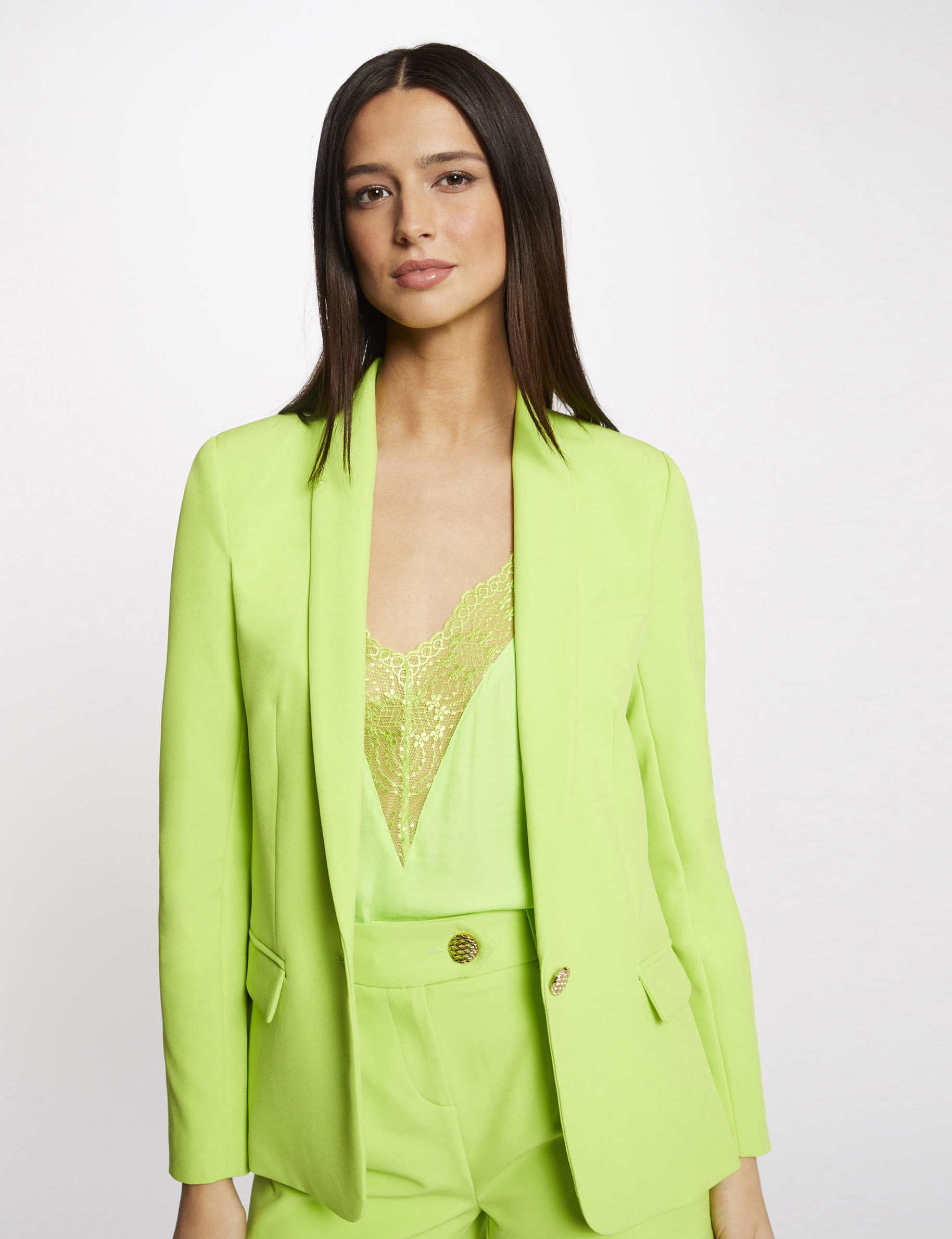 Veste cintrée boutonnée anis femme Veste cintrée boutonnée anis femme