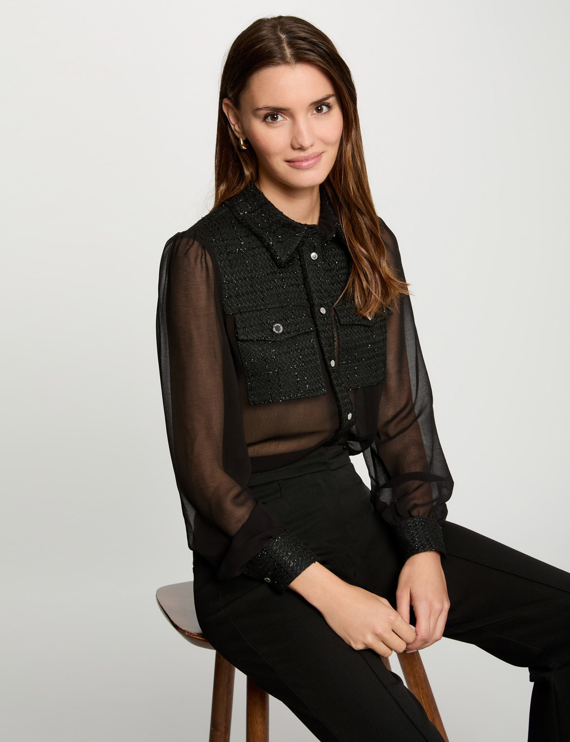 Chemise Manches Longues Sans Couture TKEQ Kennedy - Noir Taille Femme