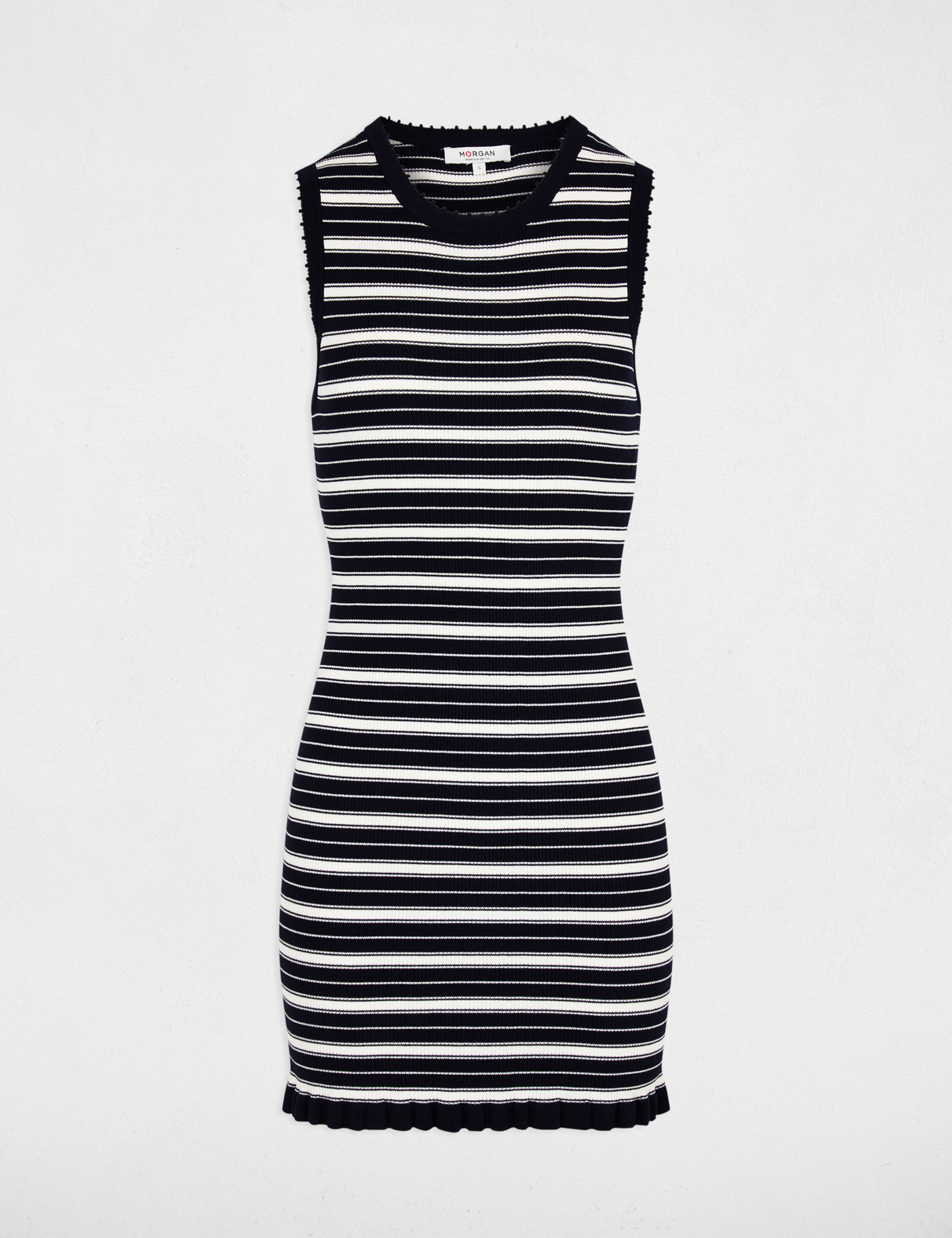 Robe tricot sans manches bleu marine femme