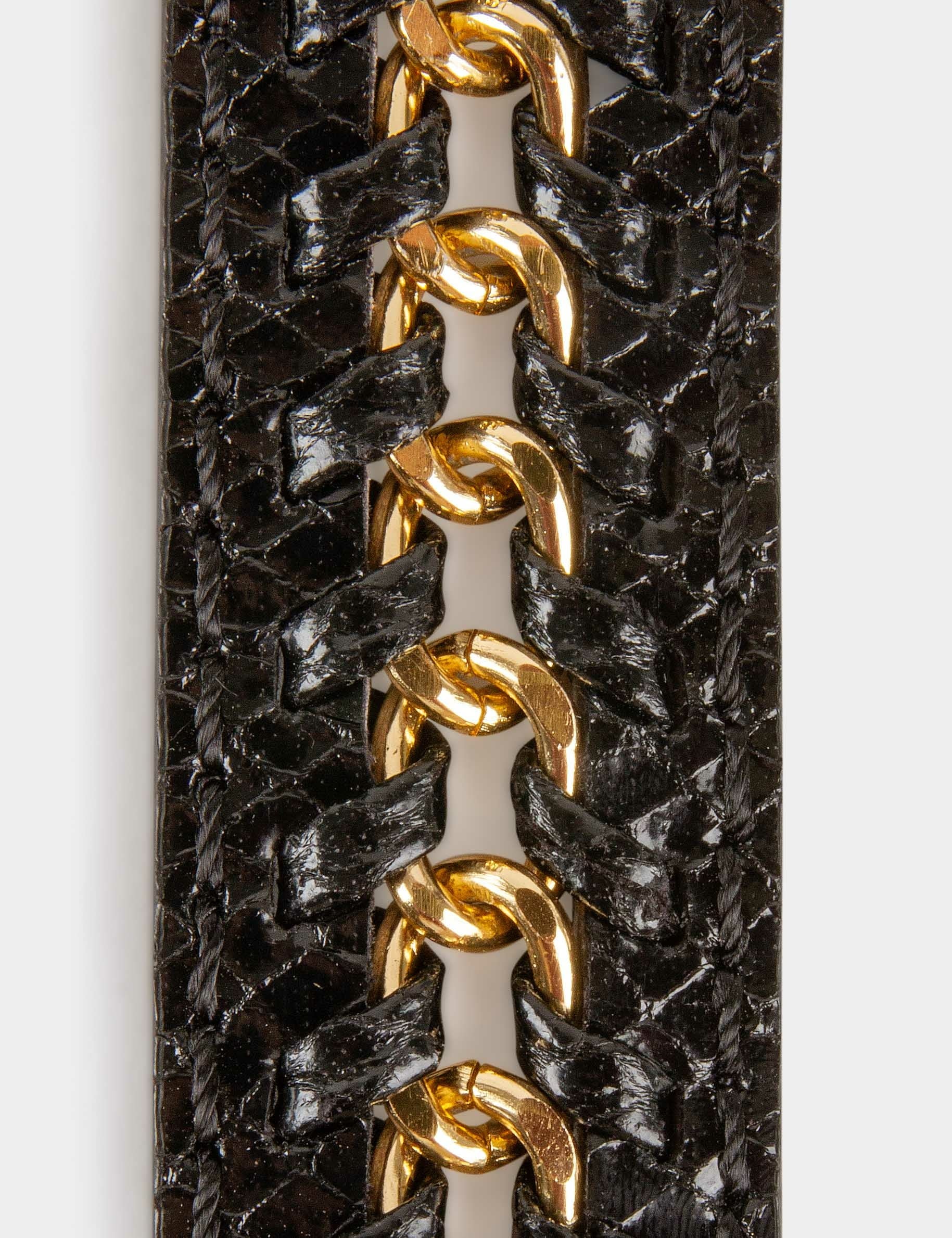 Ceinture Femme Métal Doré Avec Chaîne Noire Tressée - Design Luxueux, Taille Réglable S/M - Neuf Avec étiquettes
