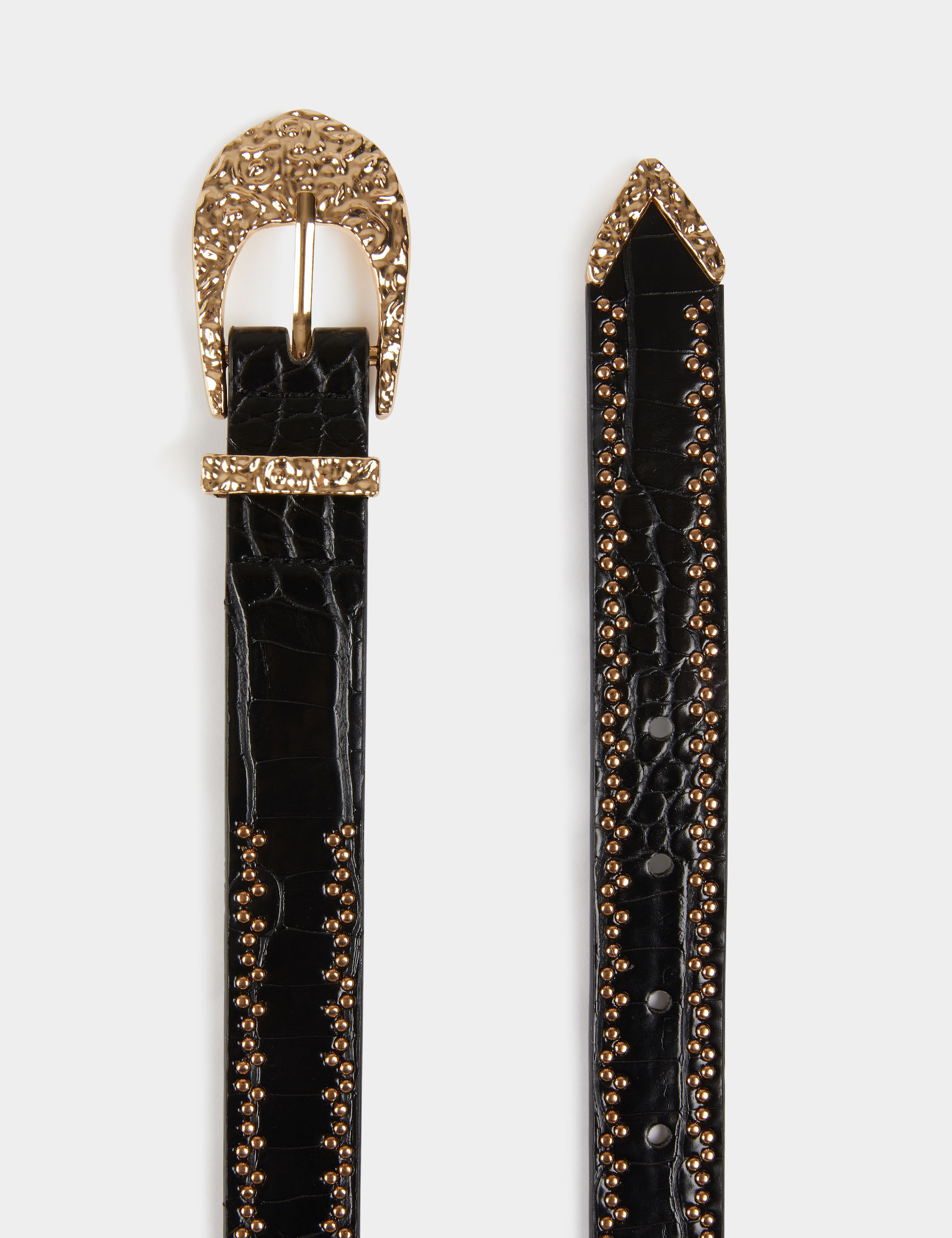 ceinture croco avec clous noir femme Ceinture croco avec clous noir femme