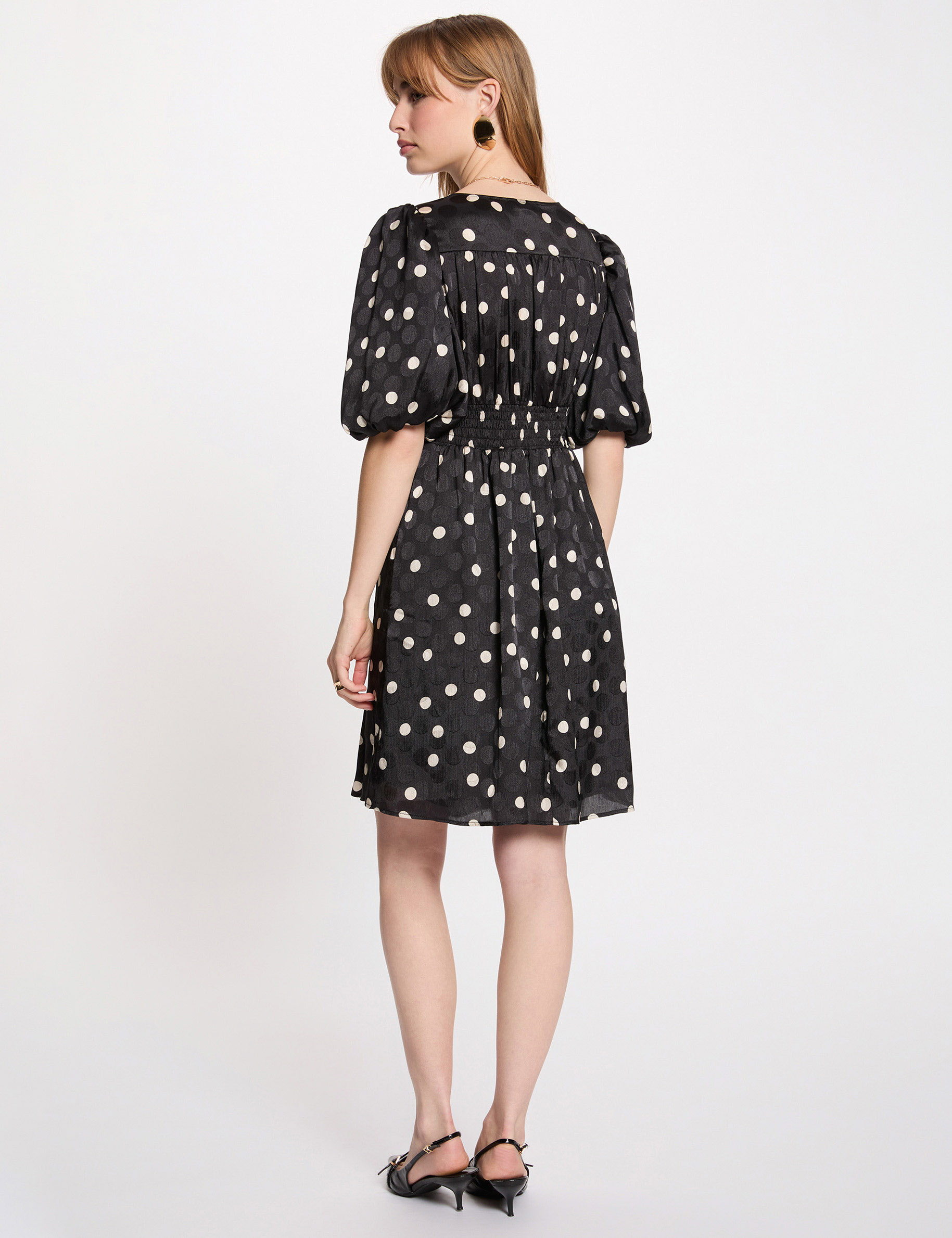 Robe courte manches bouffantes noir femme
