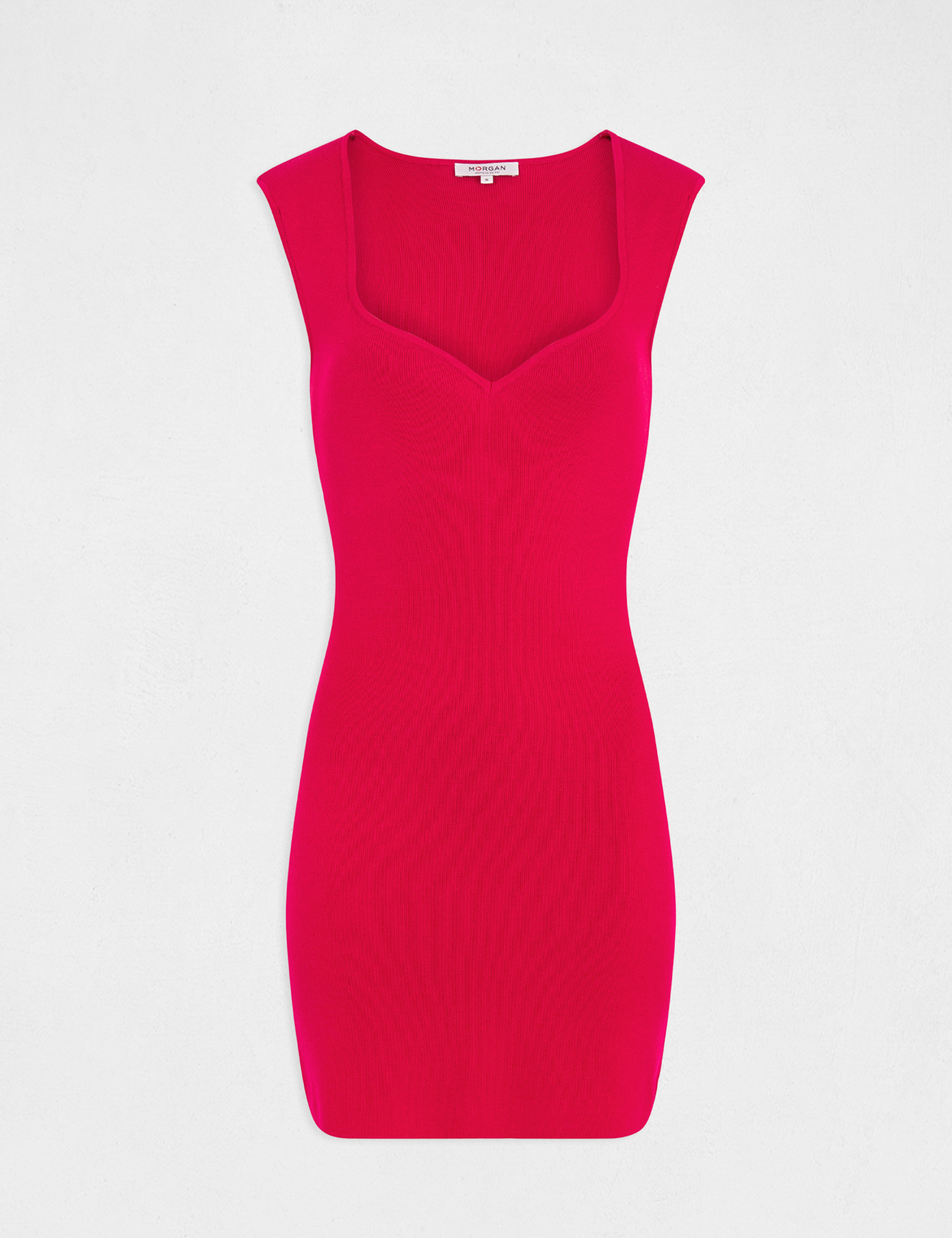 Robe pull ajustée encolure coeur framboise femme Robe pull ajustée encolure coeur framboise femme