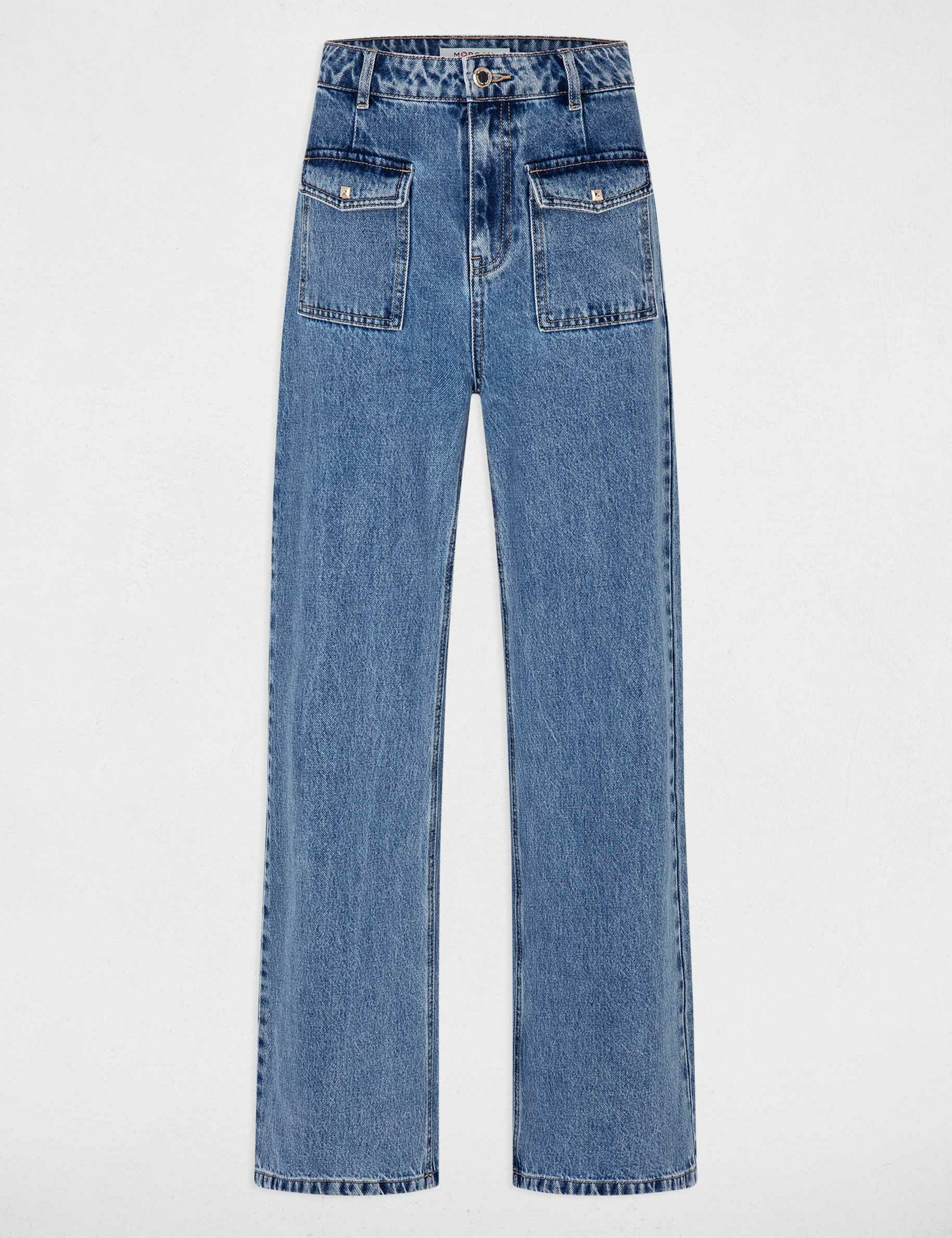 jeans large taille haute denim double stone femme Jeans large taille haute denim double stone femme