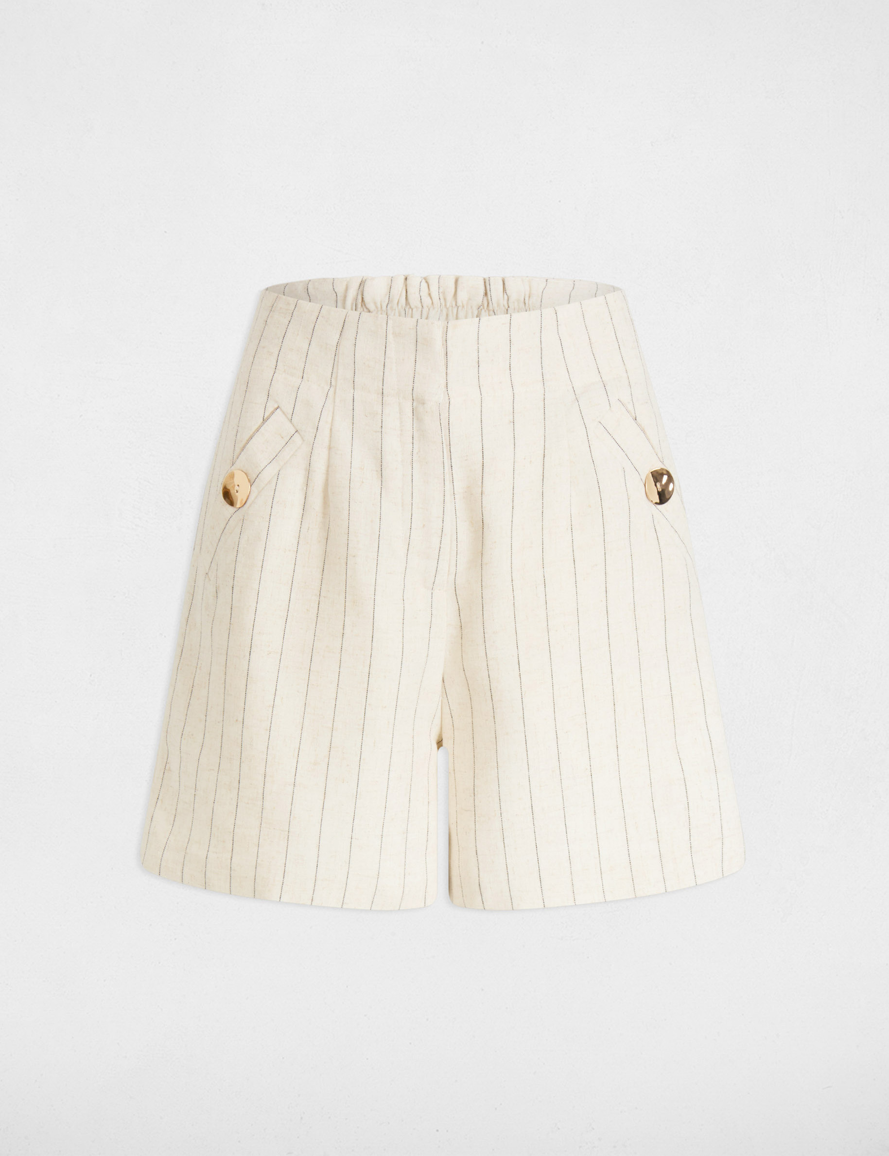 short taille haute raye beige femme Short taille haute rayé beige femme