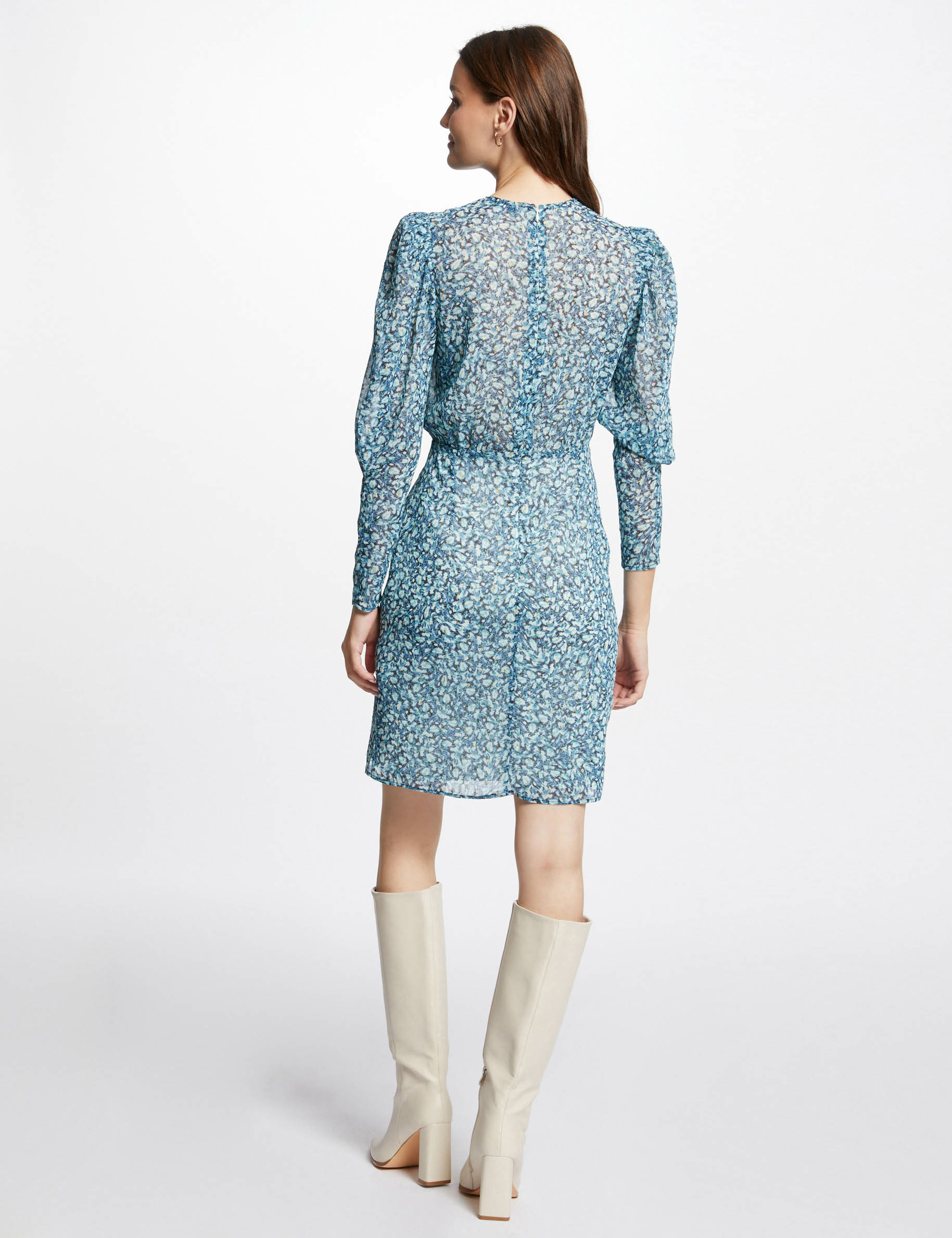 Robe courte imprim&eacute; abstrait multico femme