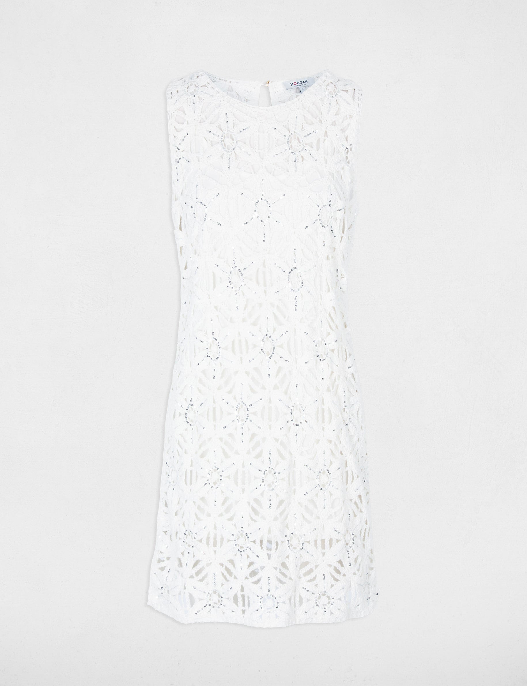 Robe tricot cintr&eacute;e blanc femme