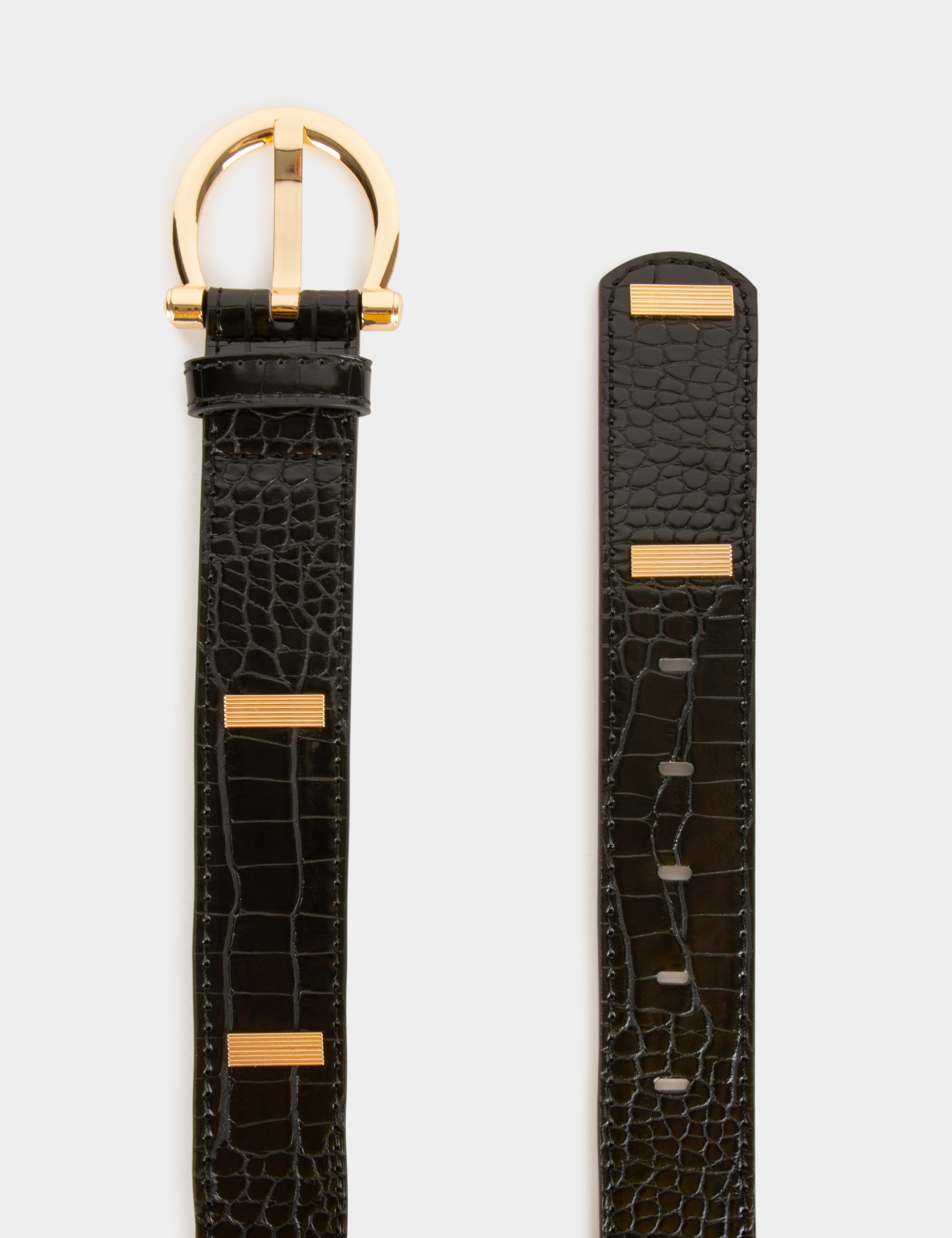 Ceinture croco noir femme | Morgan