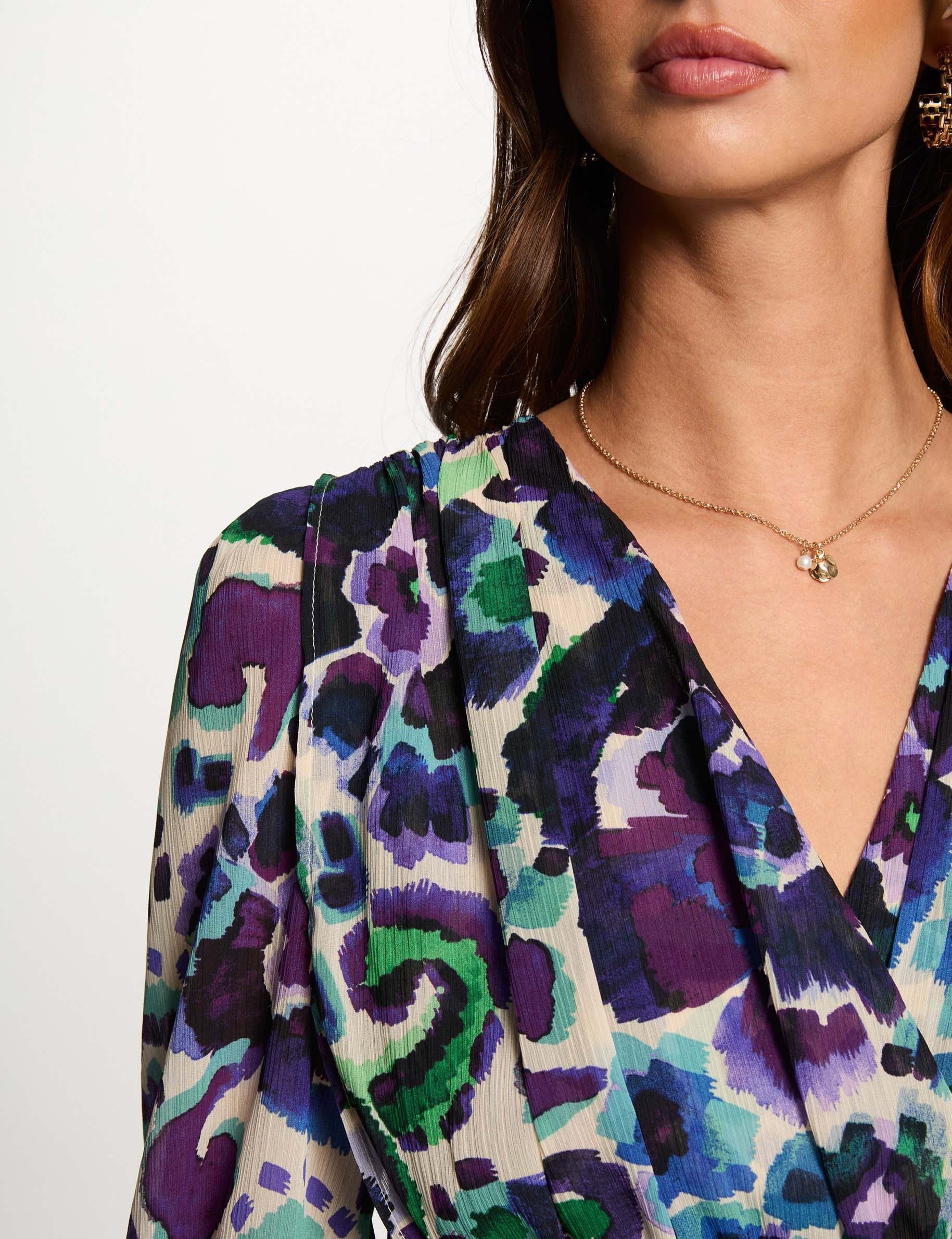 robe courte evasee imprimee multicolore femme Robe courte évasée imprimée multicolore femme