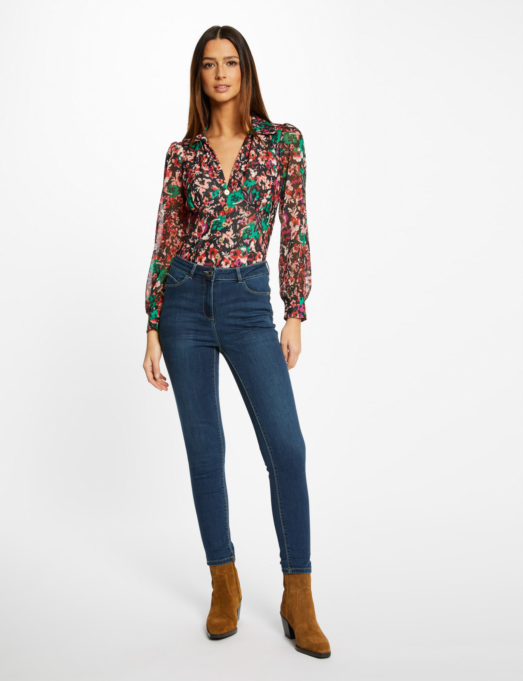 Jeans slim taille haute 7/8ème jean brut femme Jeans slim taille haute 7/8ème jean brut femme
