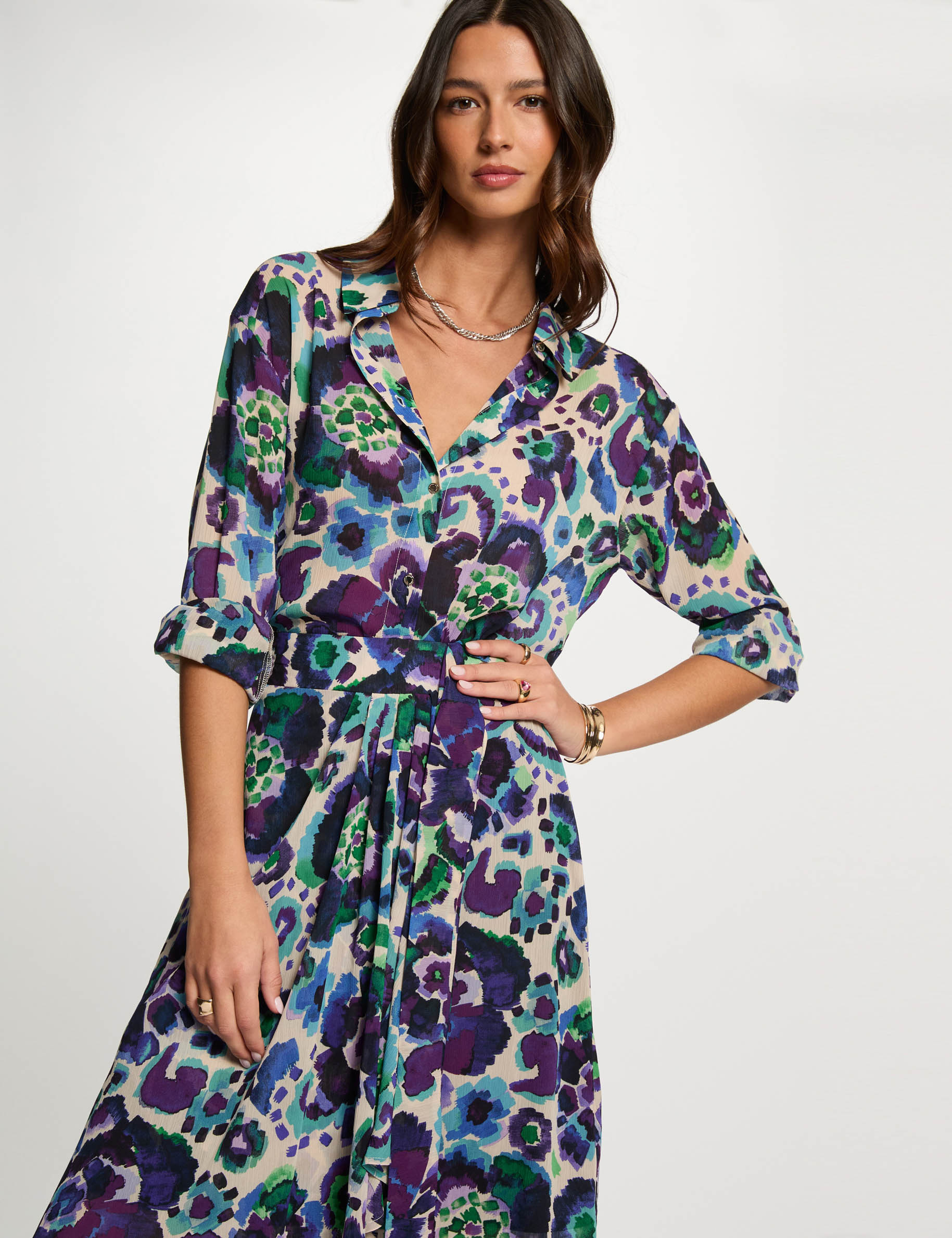 chemise droite imprimee multicolore femme Chemise droite imprimée multicolore femme