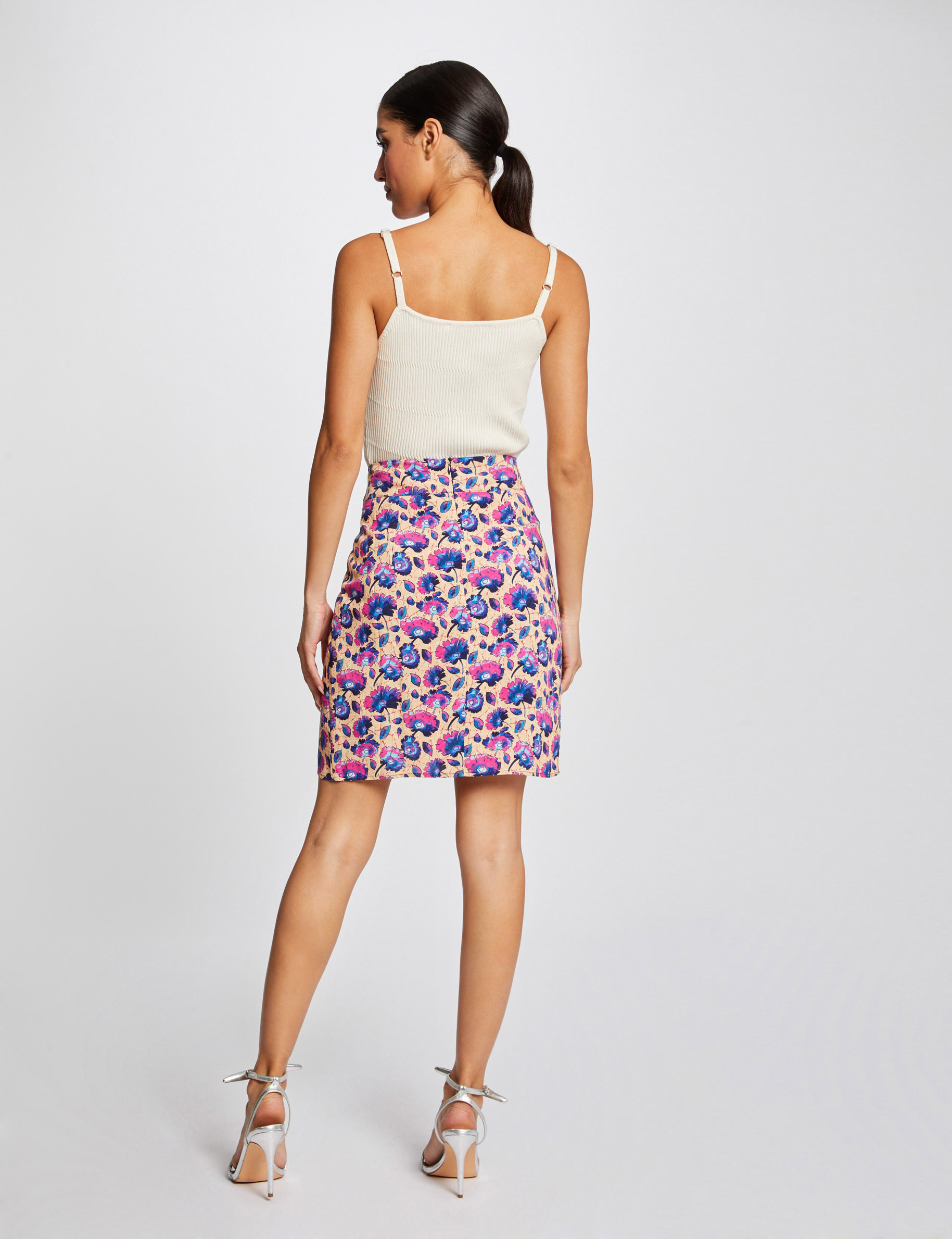 Jupe droite imprimé floral multico femme Jupe droite imprimé floral multico femme