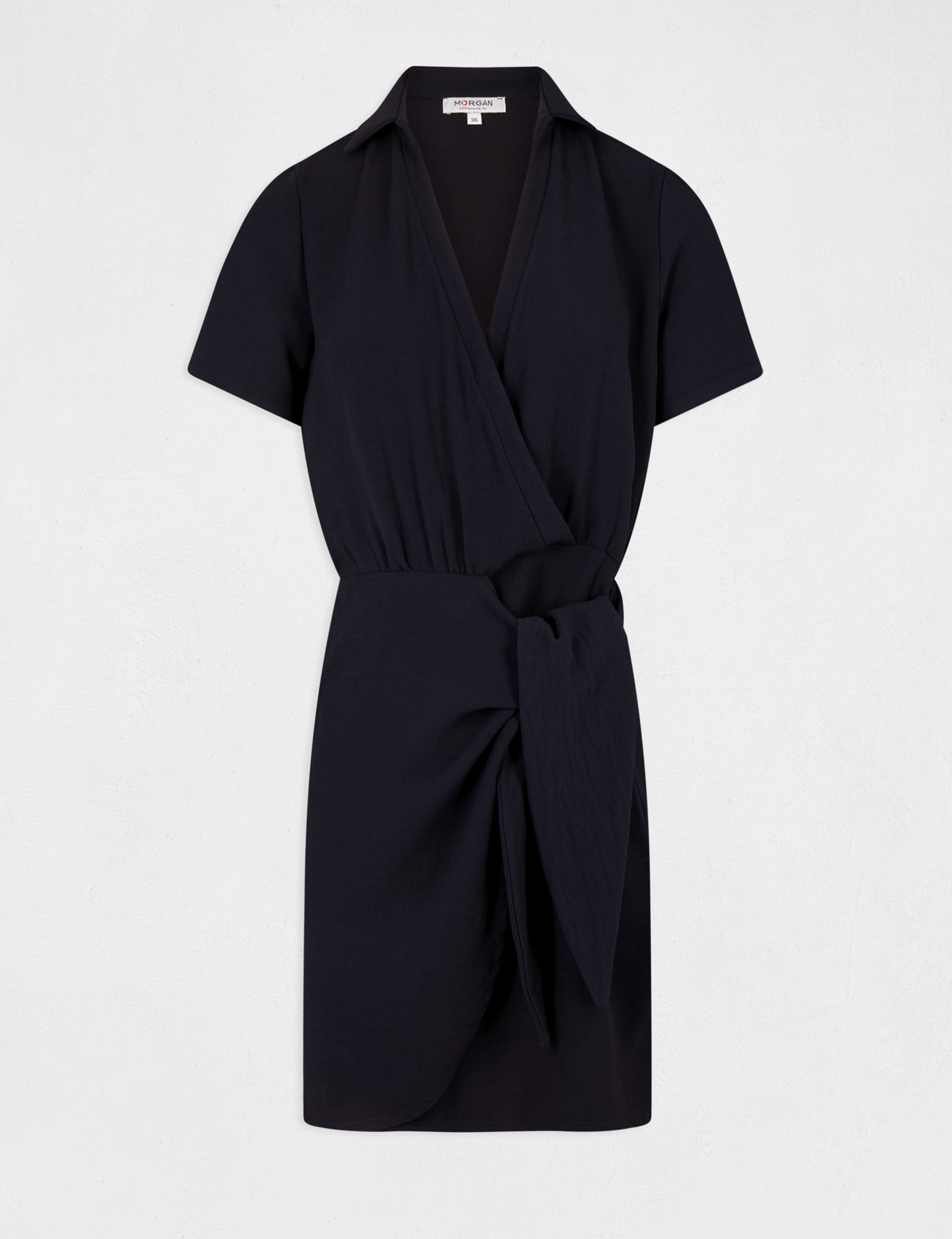 Robe ajustée drapée avec noeud marine femme Robe ajustée drapée avec noeud marine femme