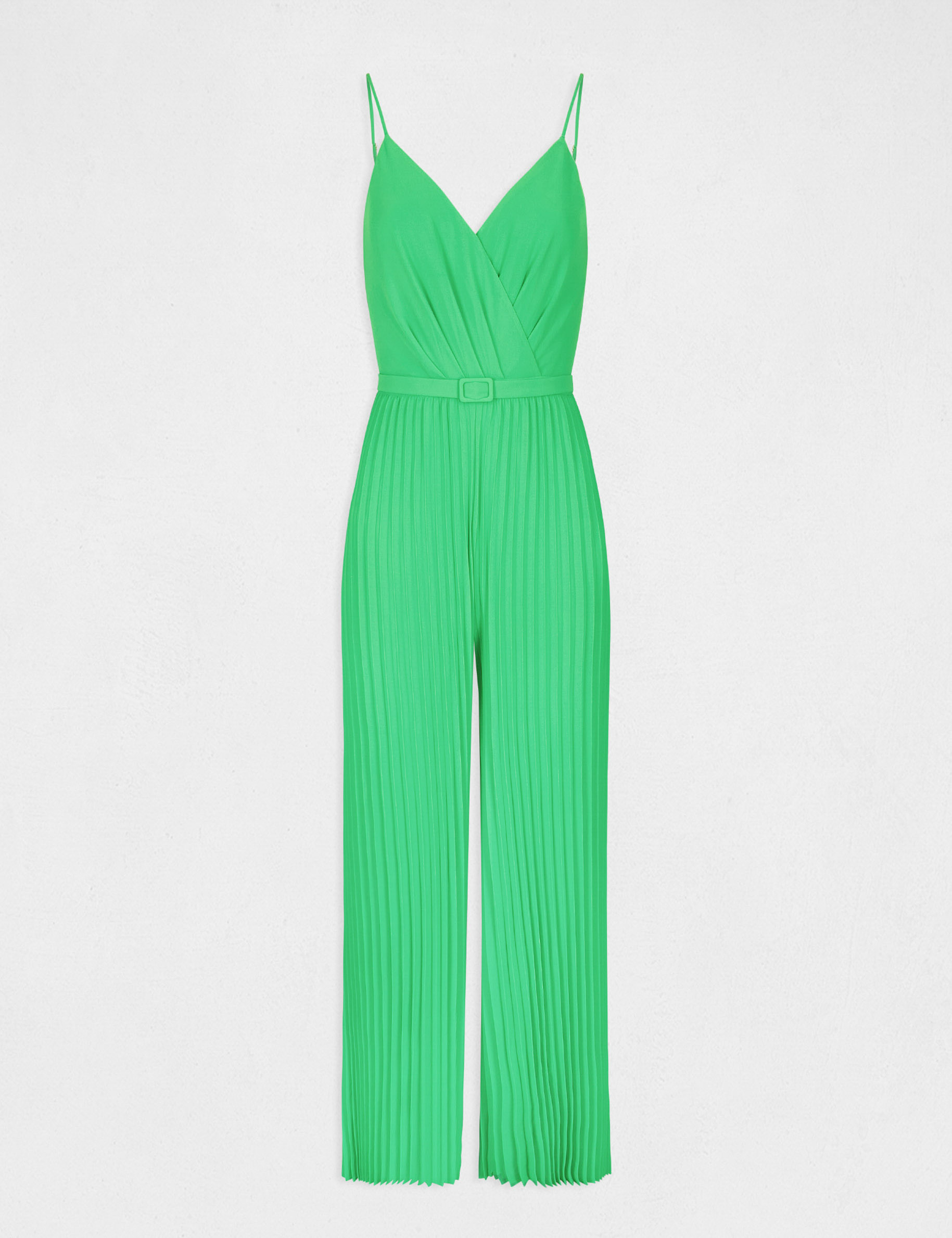 Combinaison large plissée avec dos nu vert femme Combinaison large plissée avec dos nu vert femme