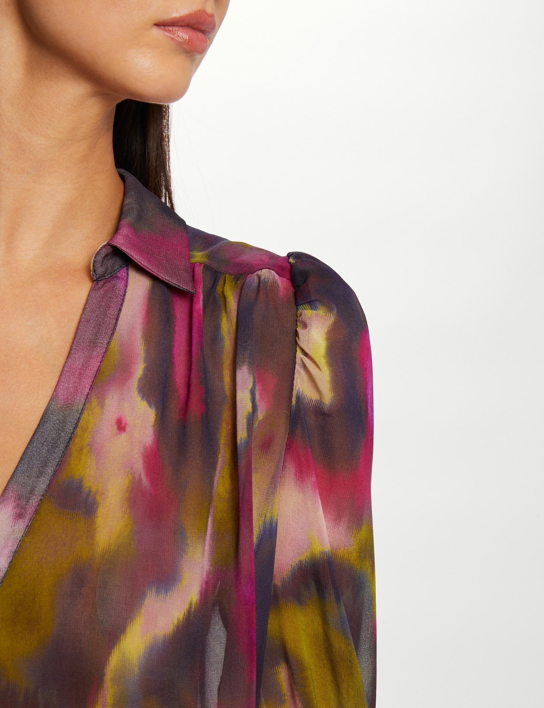 Chemise manches longues imprimé abstrait multico femme