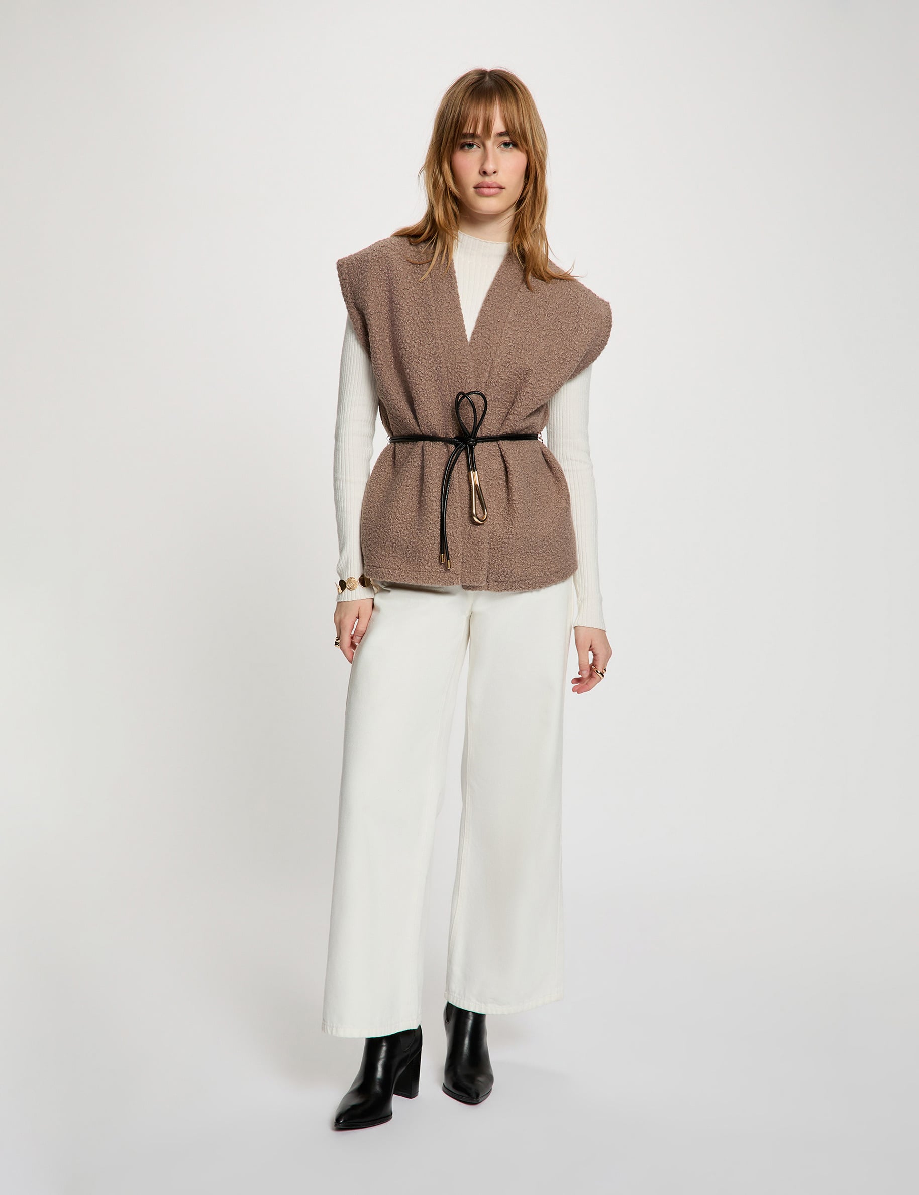 Veste sans manches taupe femme