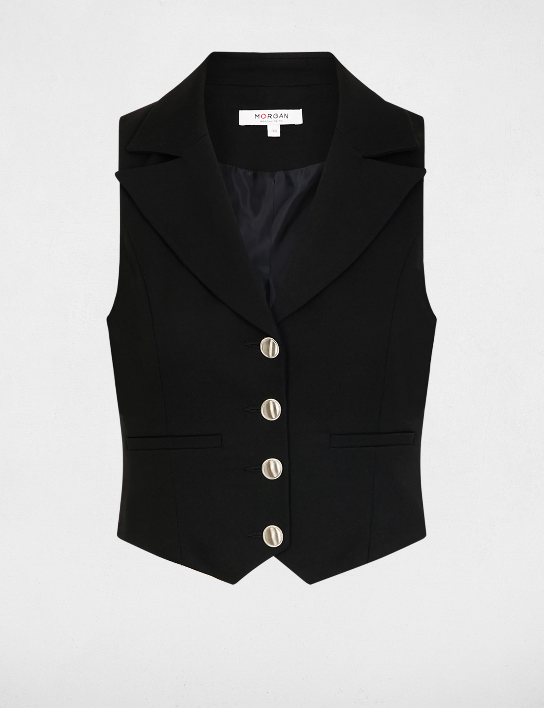Gilet sans manches ajust&eacute; noir femme