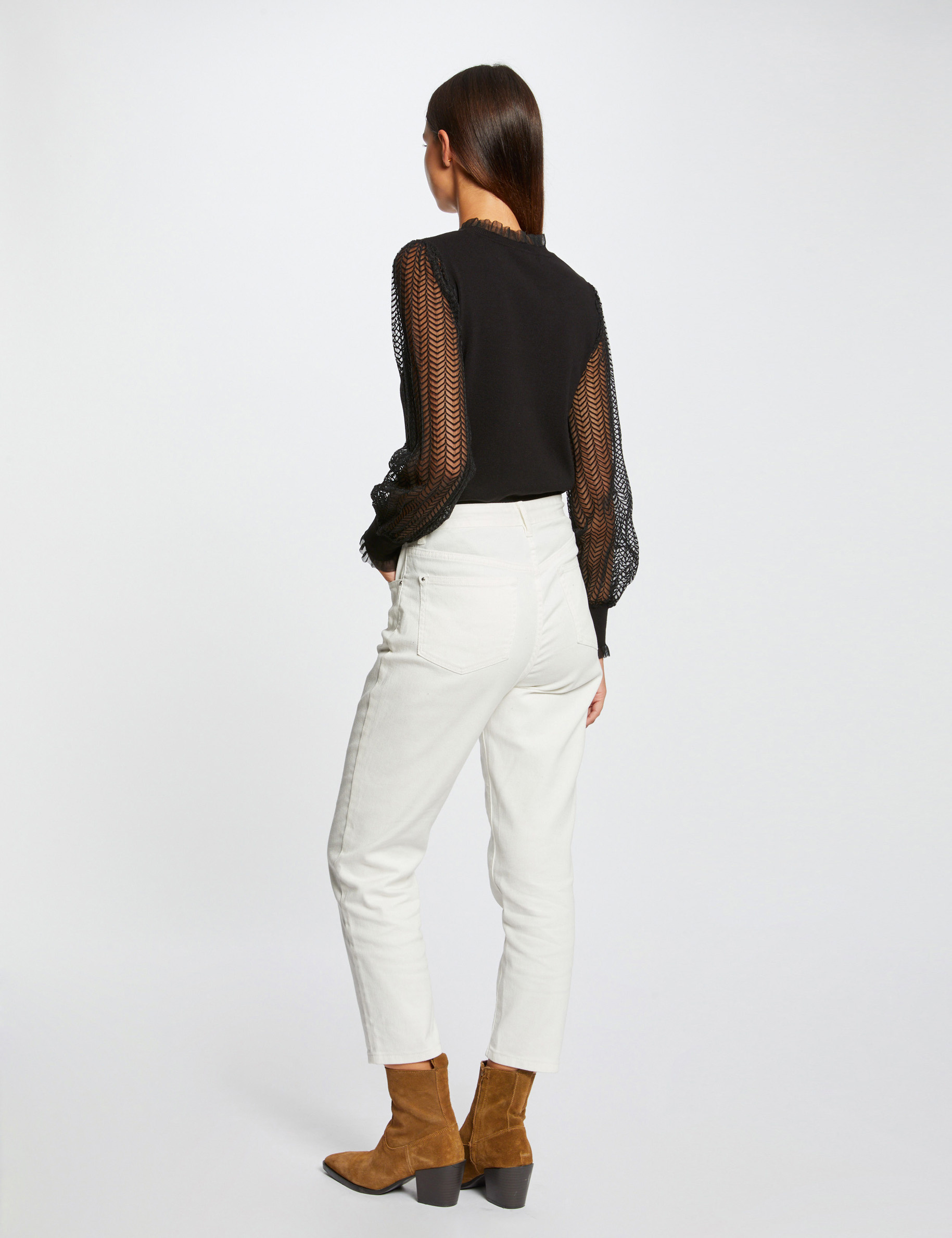 pull manches longues a dentelle noir femme Pull manches longues à dentelle noir femme