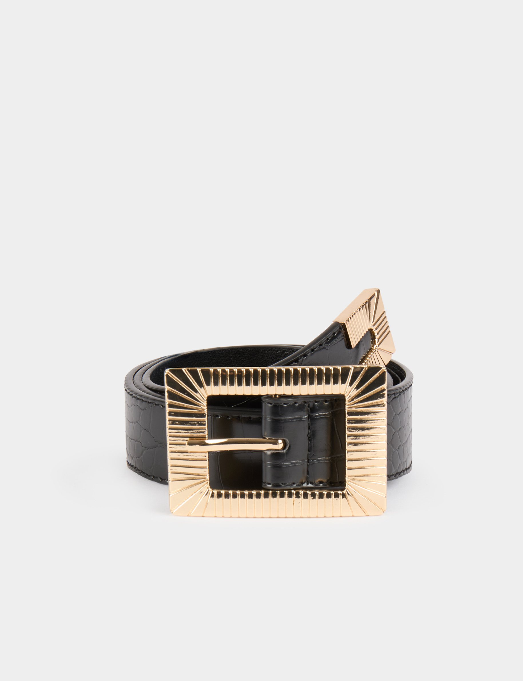 ceinture aspect croco noir femme Ceinture aspect croco noir femme