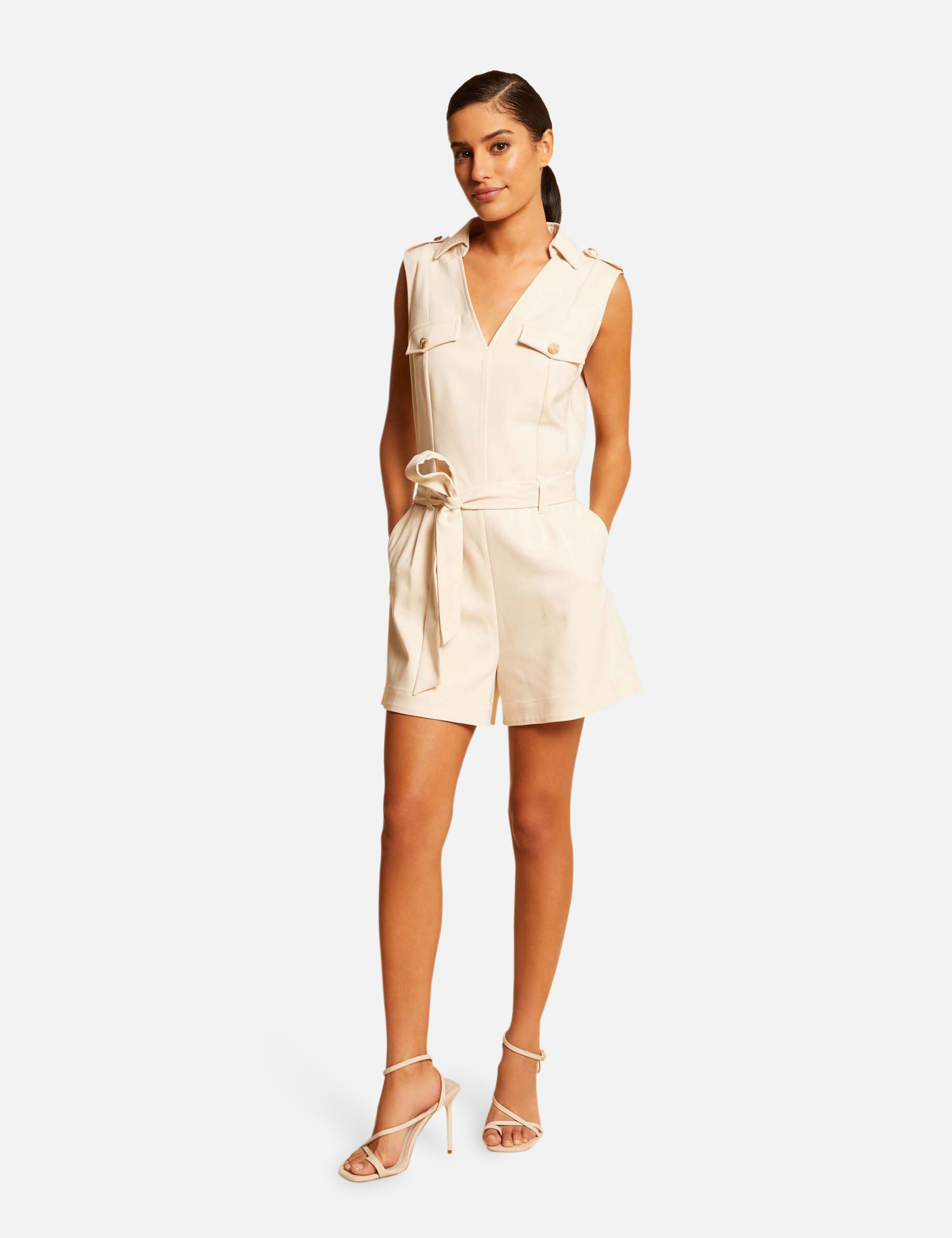 Combinaison droite sans manches ivoire femme