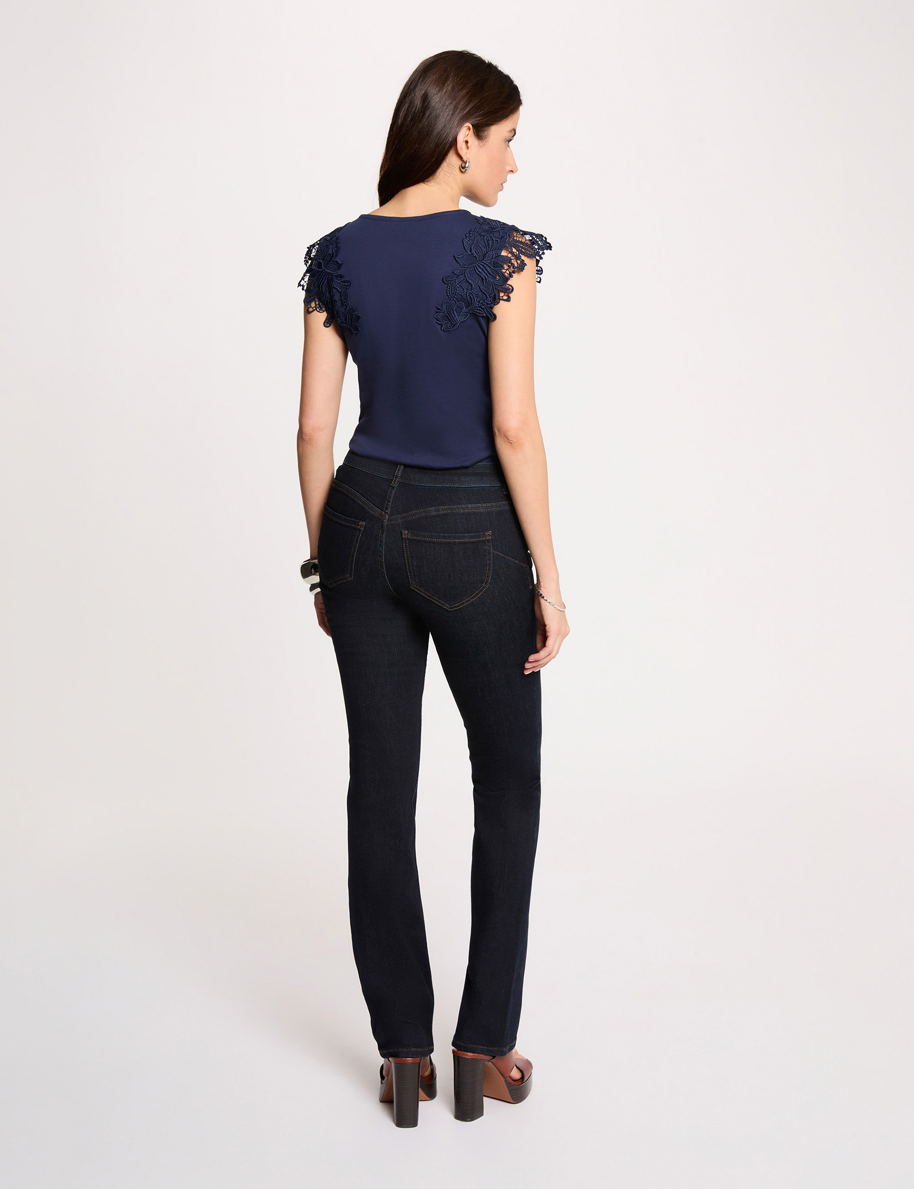 T-shirt manches courtes bleu marine femme