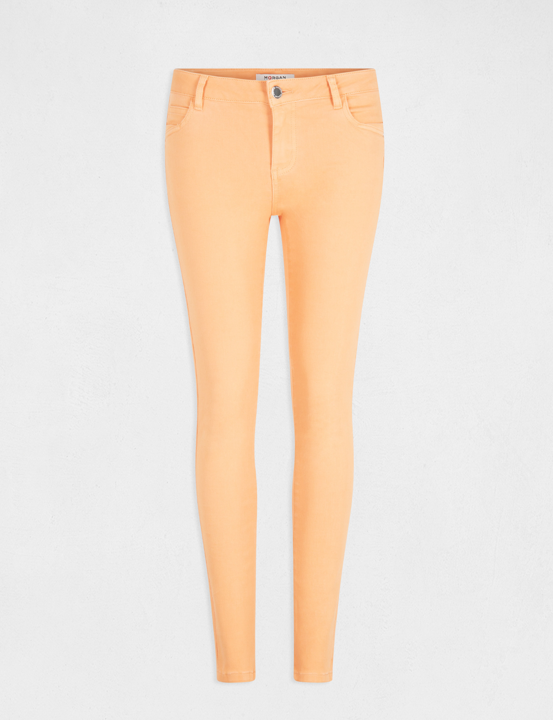 Jeans skinny taille basse orange clair femme