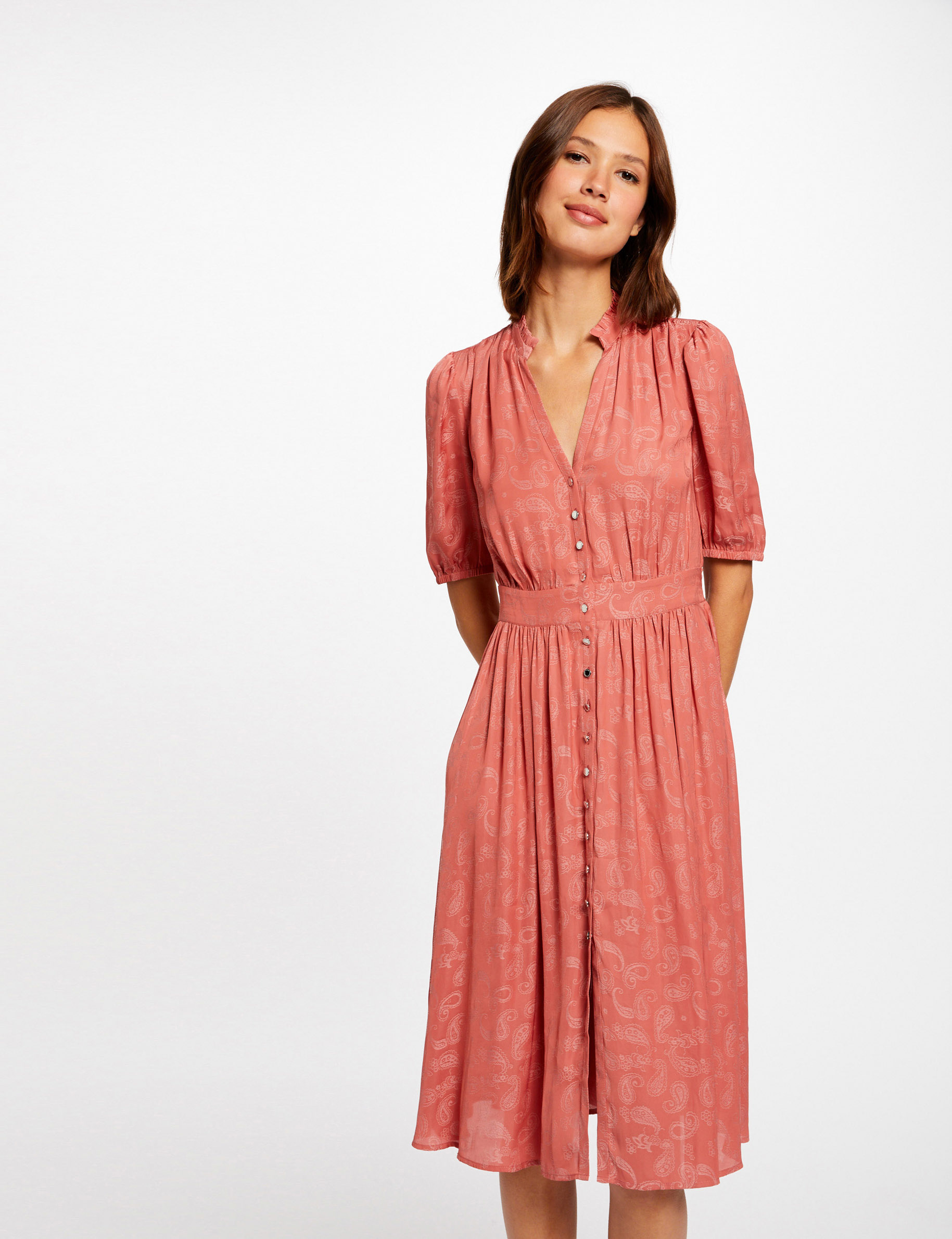 Robe droite imprimé cachemire rouille femme Robe droite imprimé cachemire rouille femme