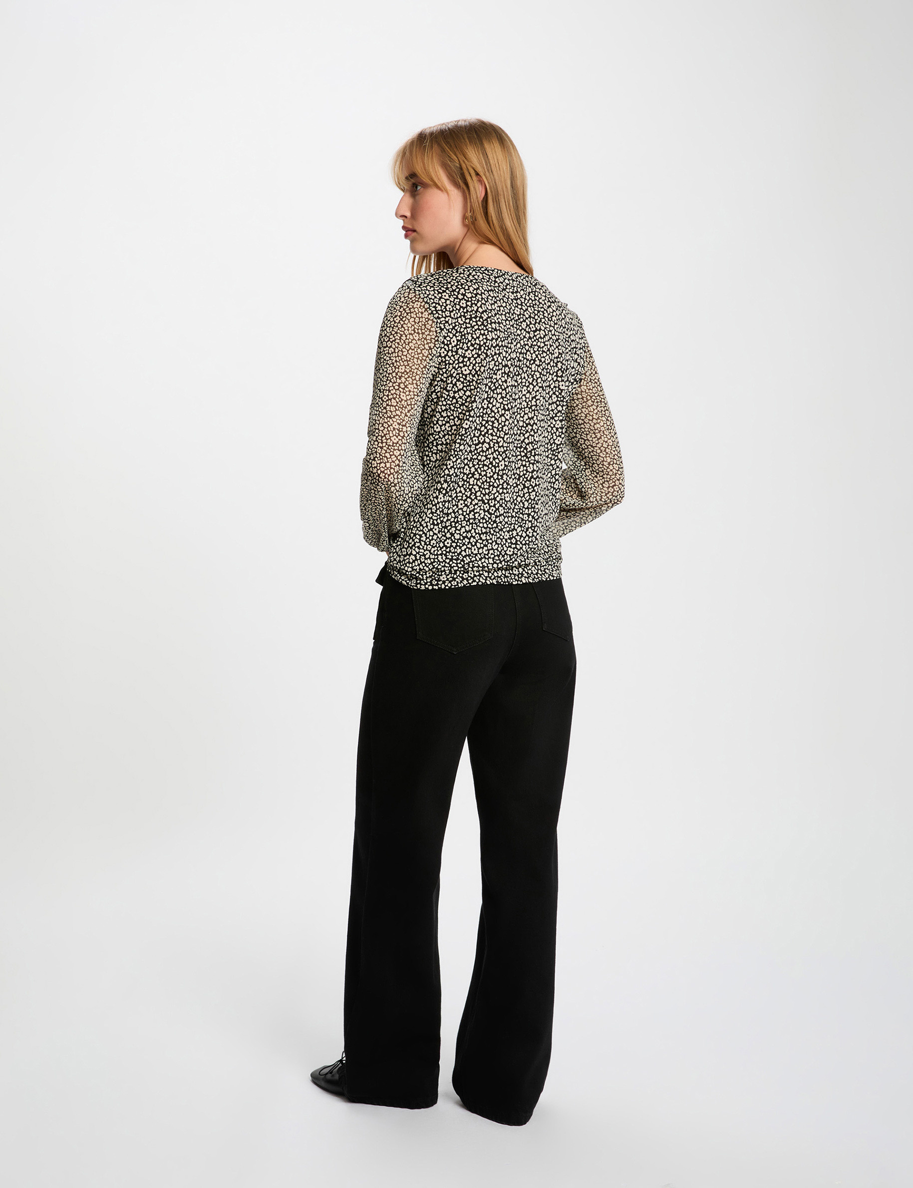 Haut Manches Longues Noir Et Blanc Morgan - Taille S - Viscose/élasthanne - Occasion Très Bon état