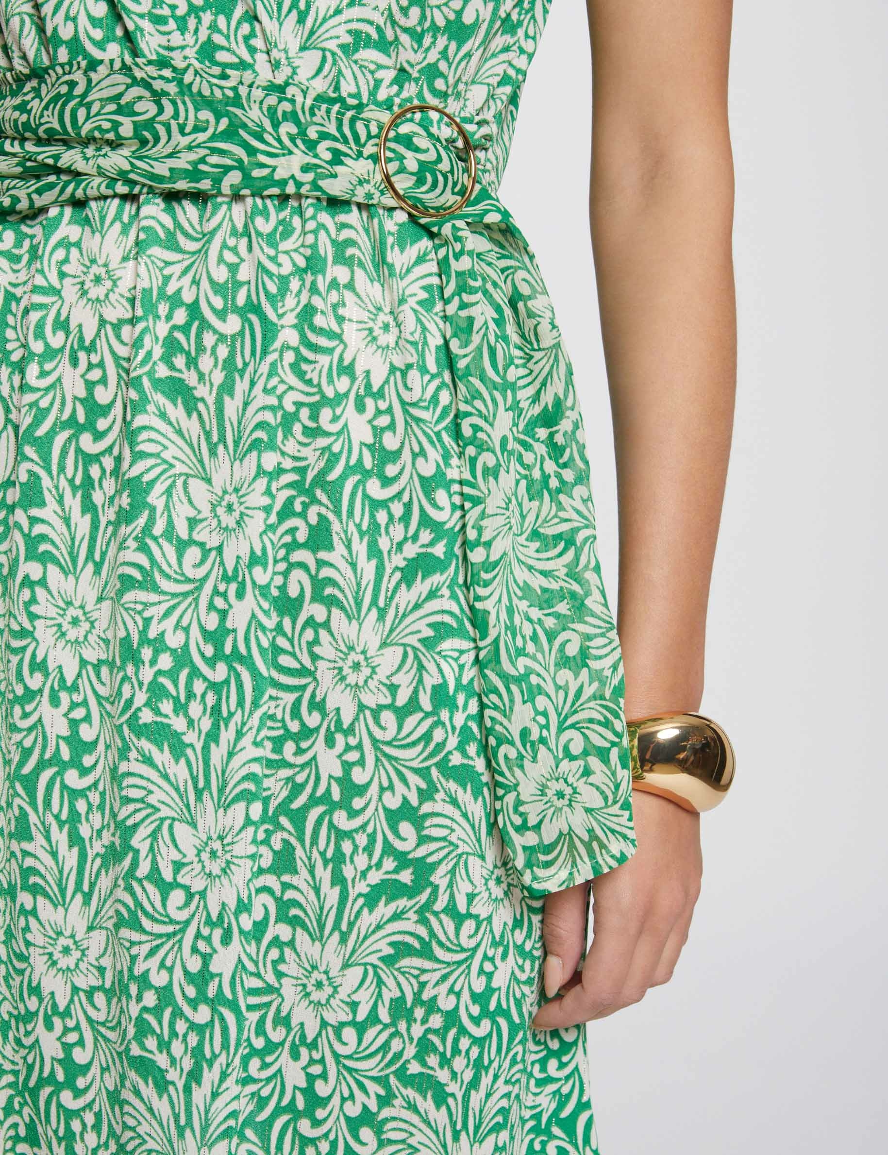 Robe courte cintrée imprimée vert femme