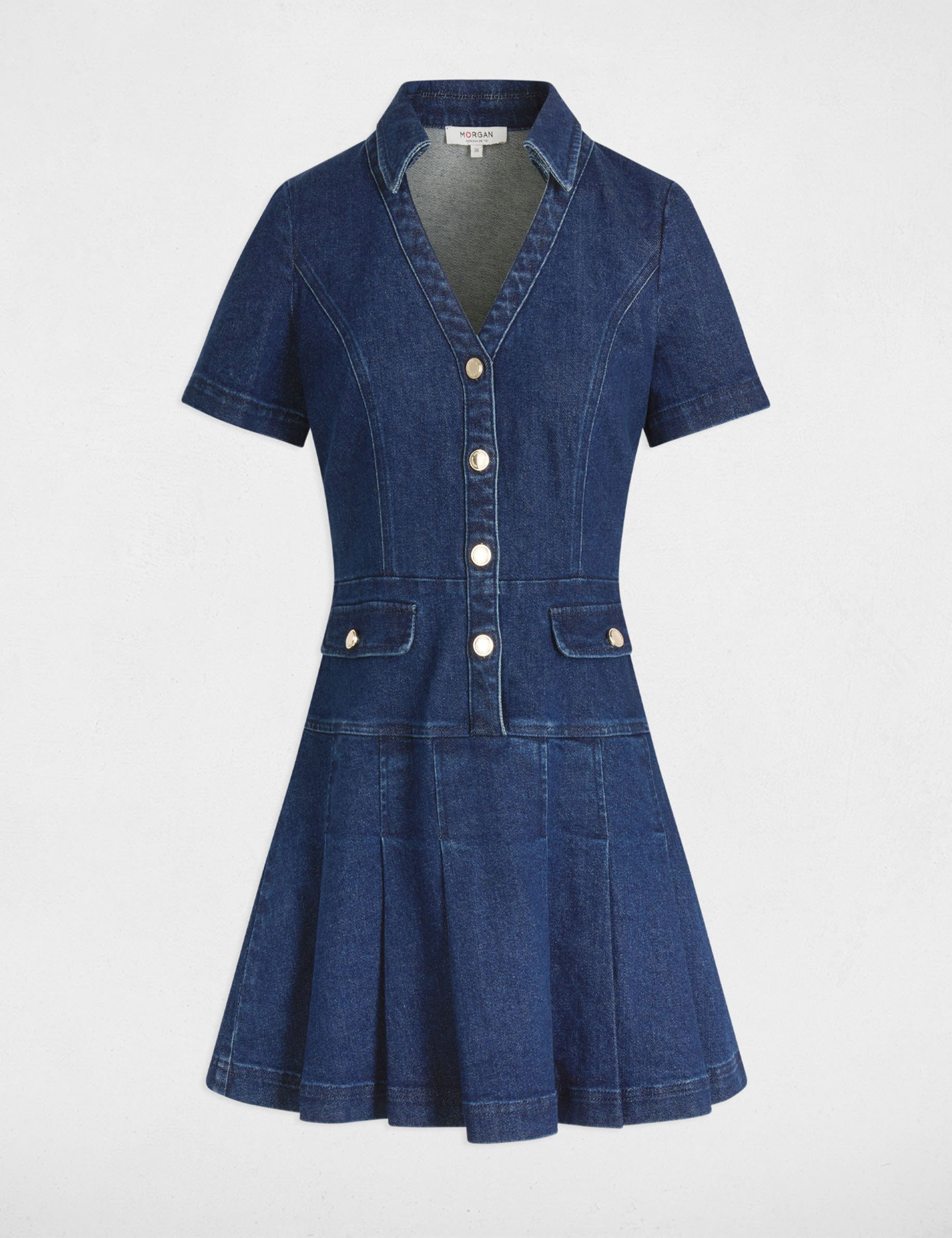 robe courte trapeze en jean denim brut femme Robe courte trapèze en jean denim brut femme