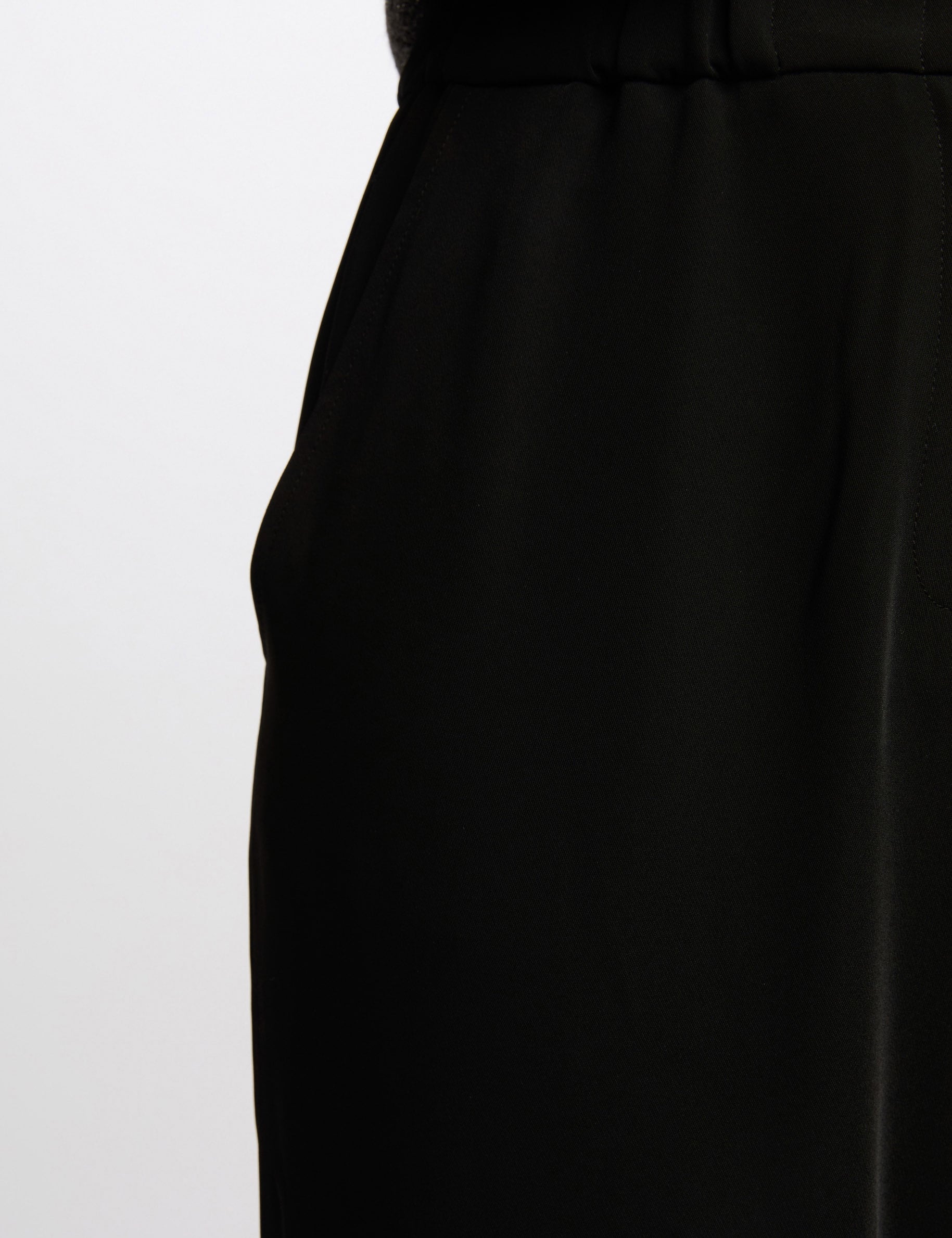 Pantalon large taille haute noir femme