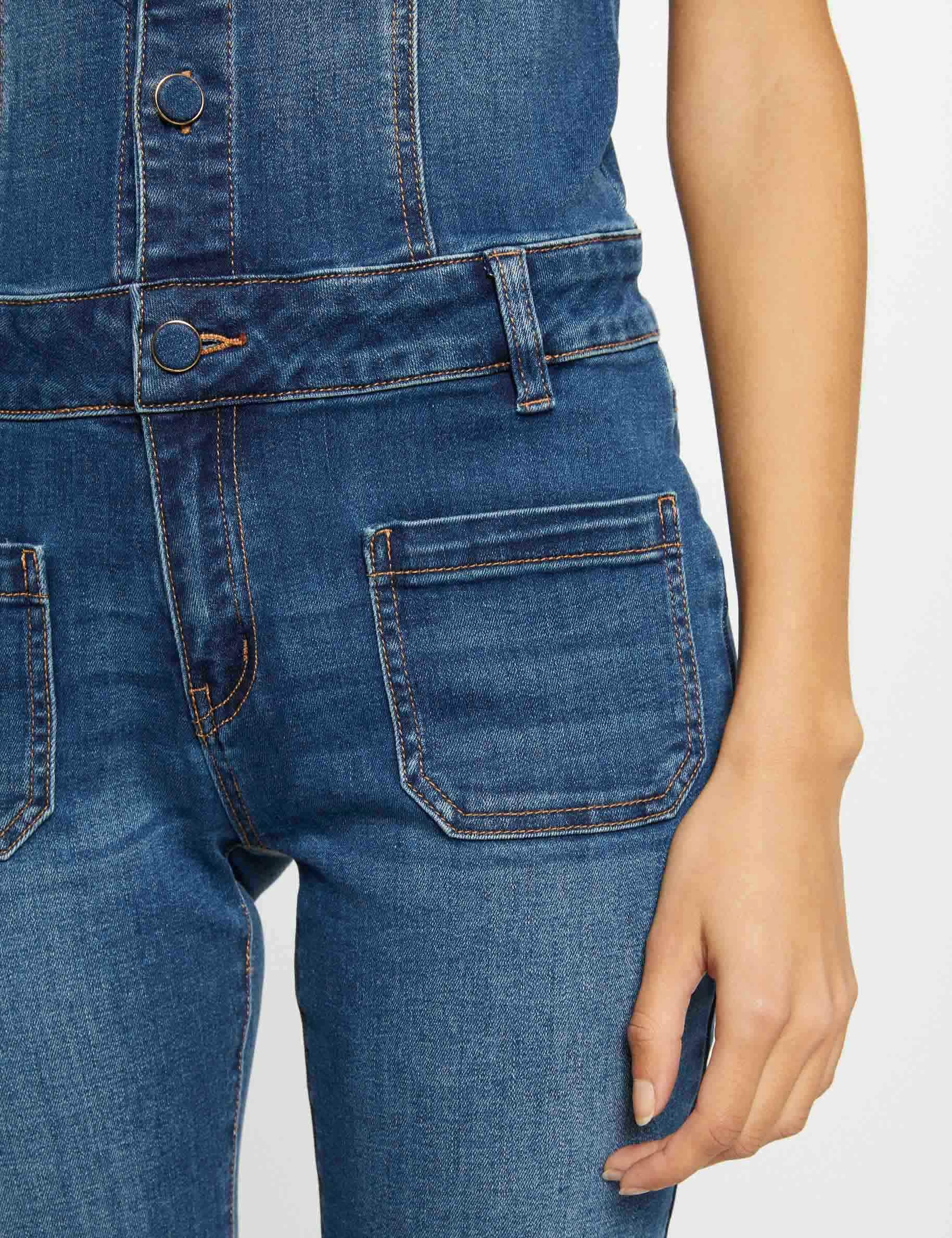 combinaison flare en jean jean stone femme Combinaison flare en jean jean stone femme