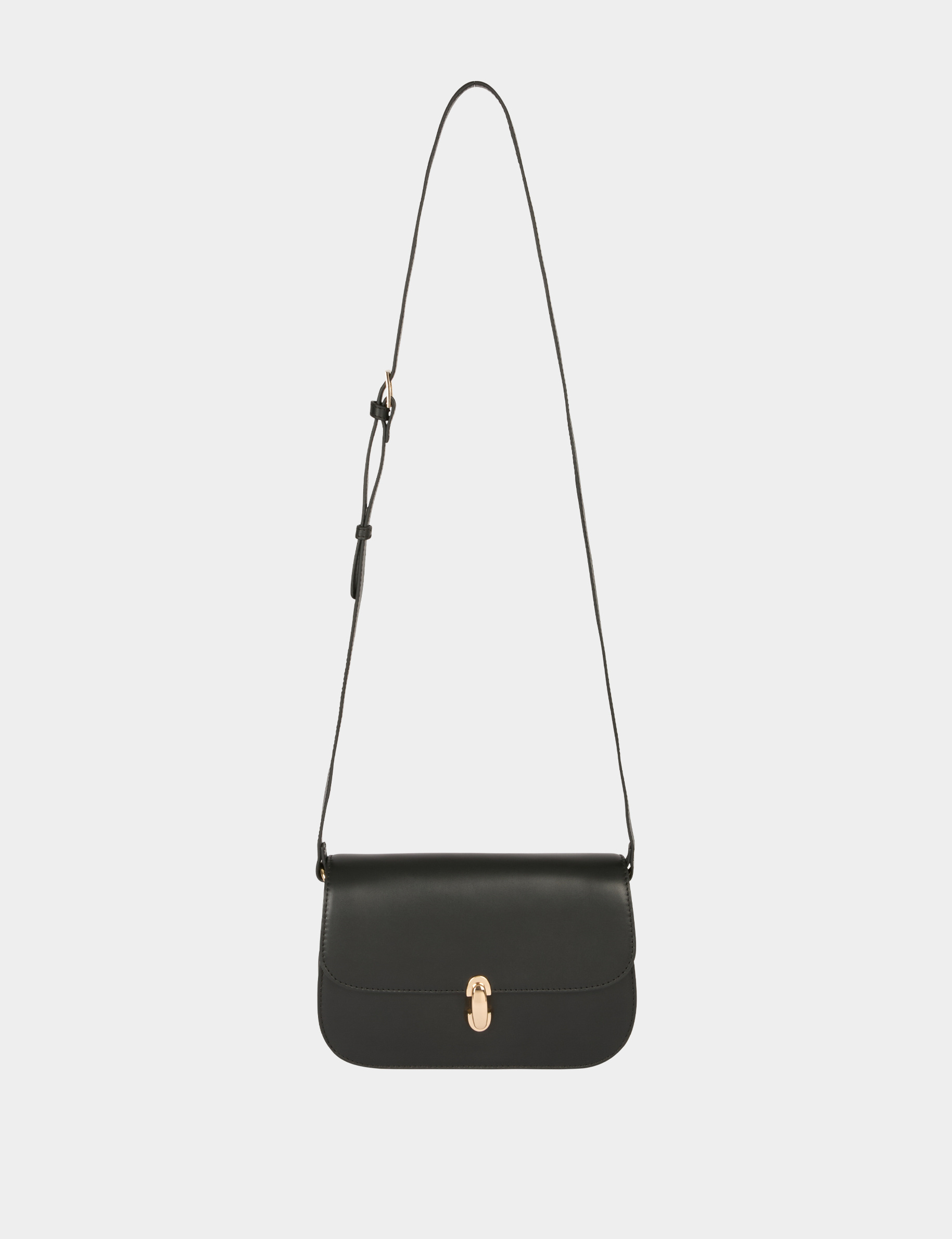 Sac bo&icirc;te bandouli&egrave;re en cuir noir femme
