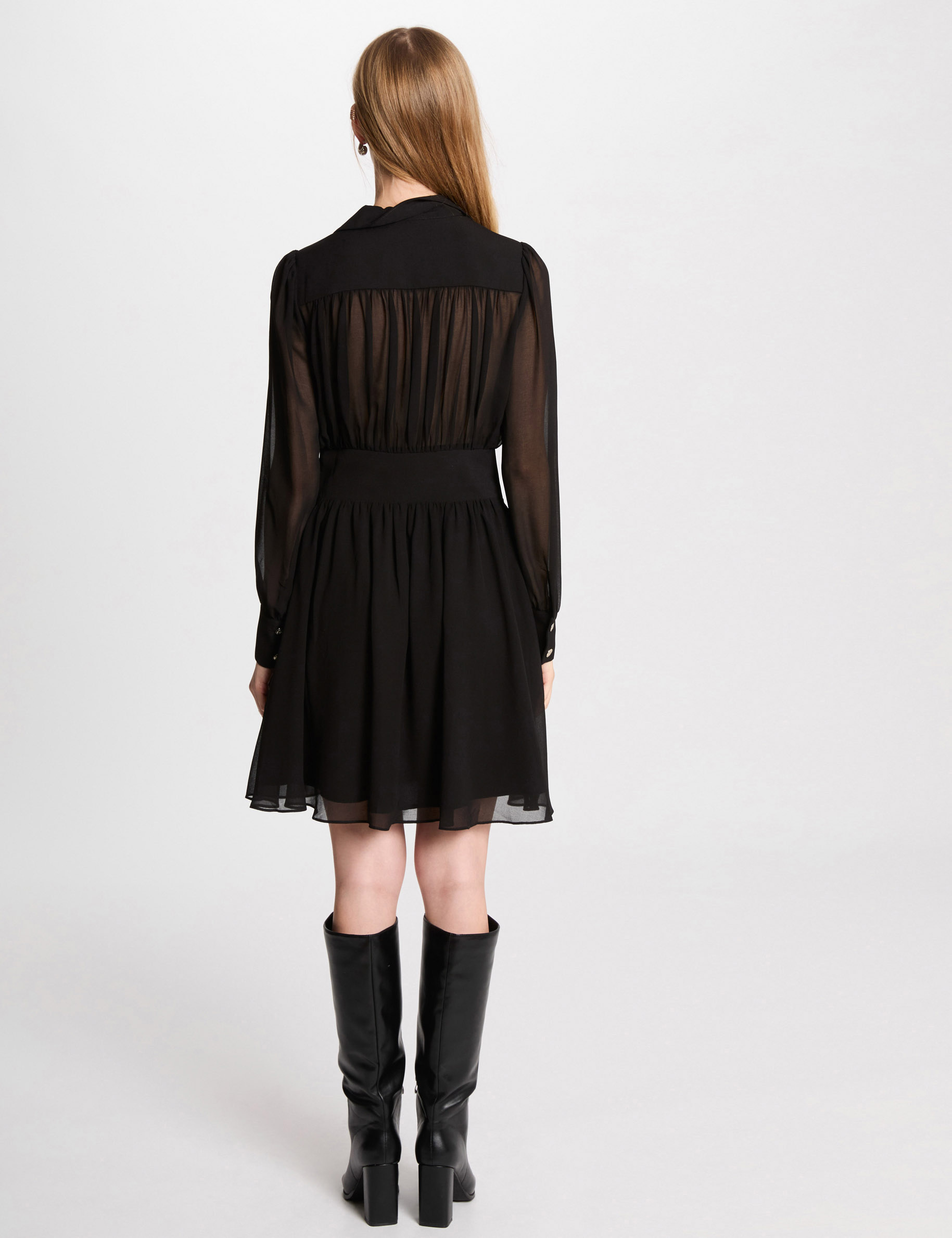 robe courte patineuse fluide noir femme Robe courte patineuse fluide noir femme