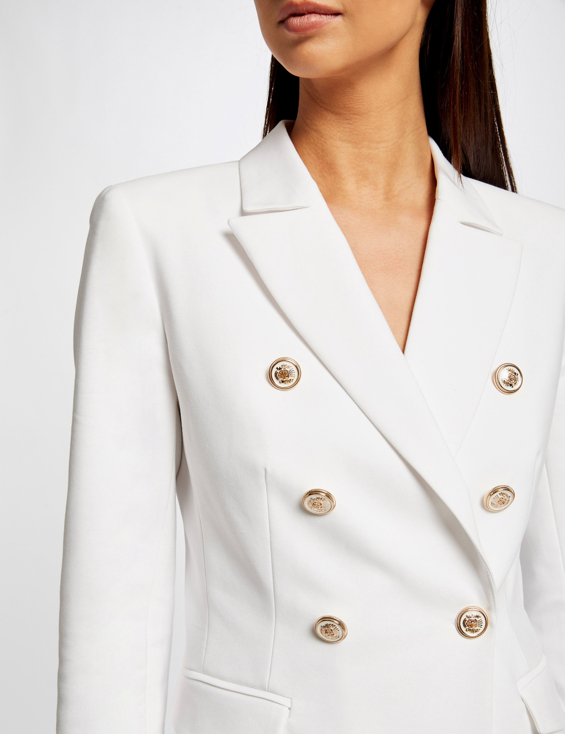 Veste cintrée avec boutons ecru femme