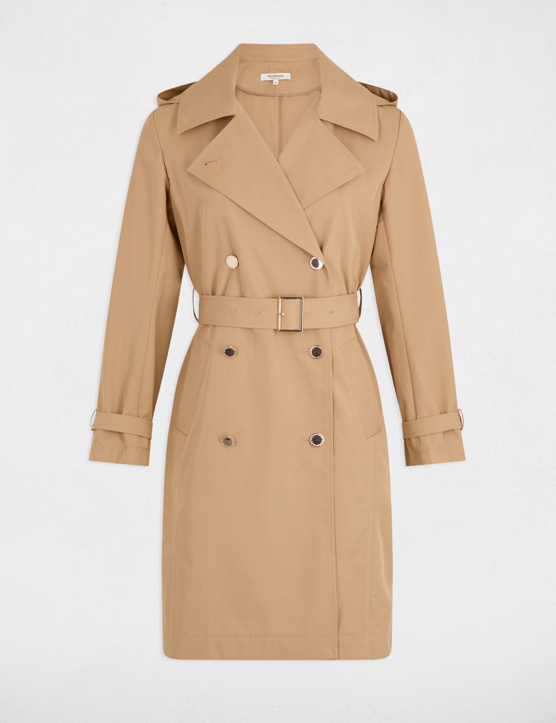 trench long ceinture beige femme Trench long ceinturé beige femme