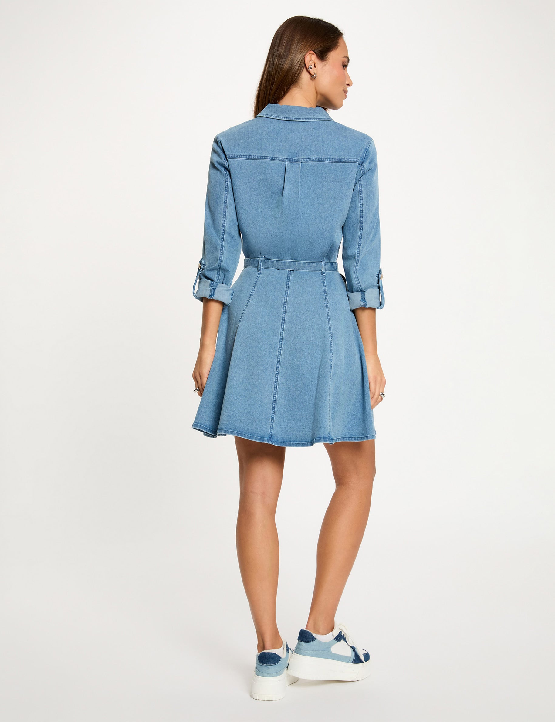 Robe courte ajust&eacute;e denim stone femme