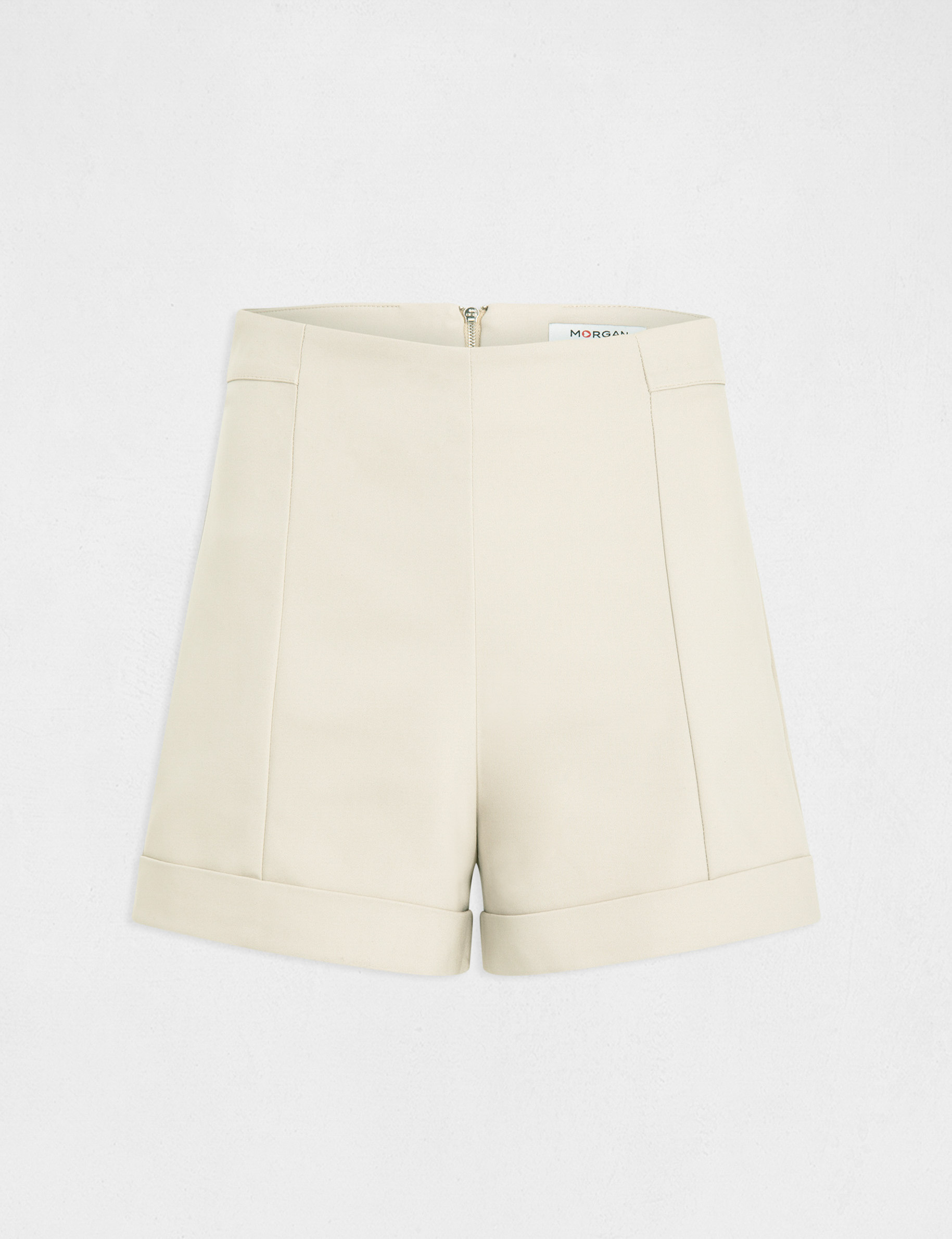 Short city droit taille haute beige femme Morgan
