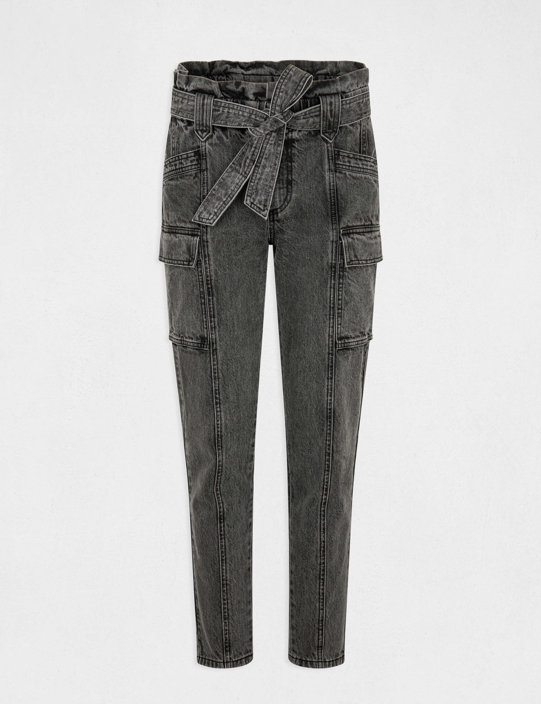Jeans cargo slim 7/8ème gris moyen femme