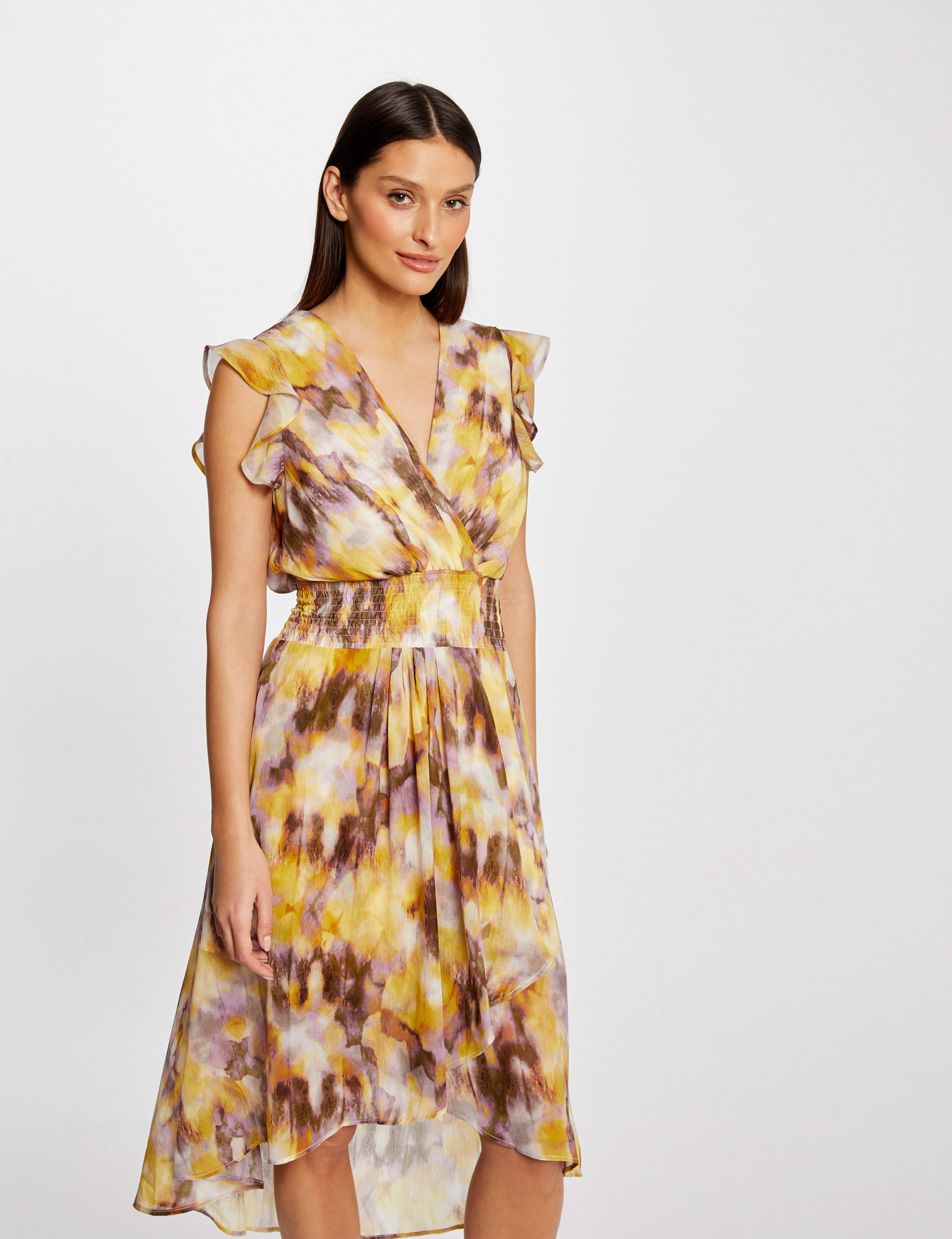 Robe midi cintrée imprimé abstrait multico femme Robe midi cintrée imprimé abstrait multico femme