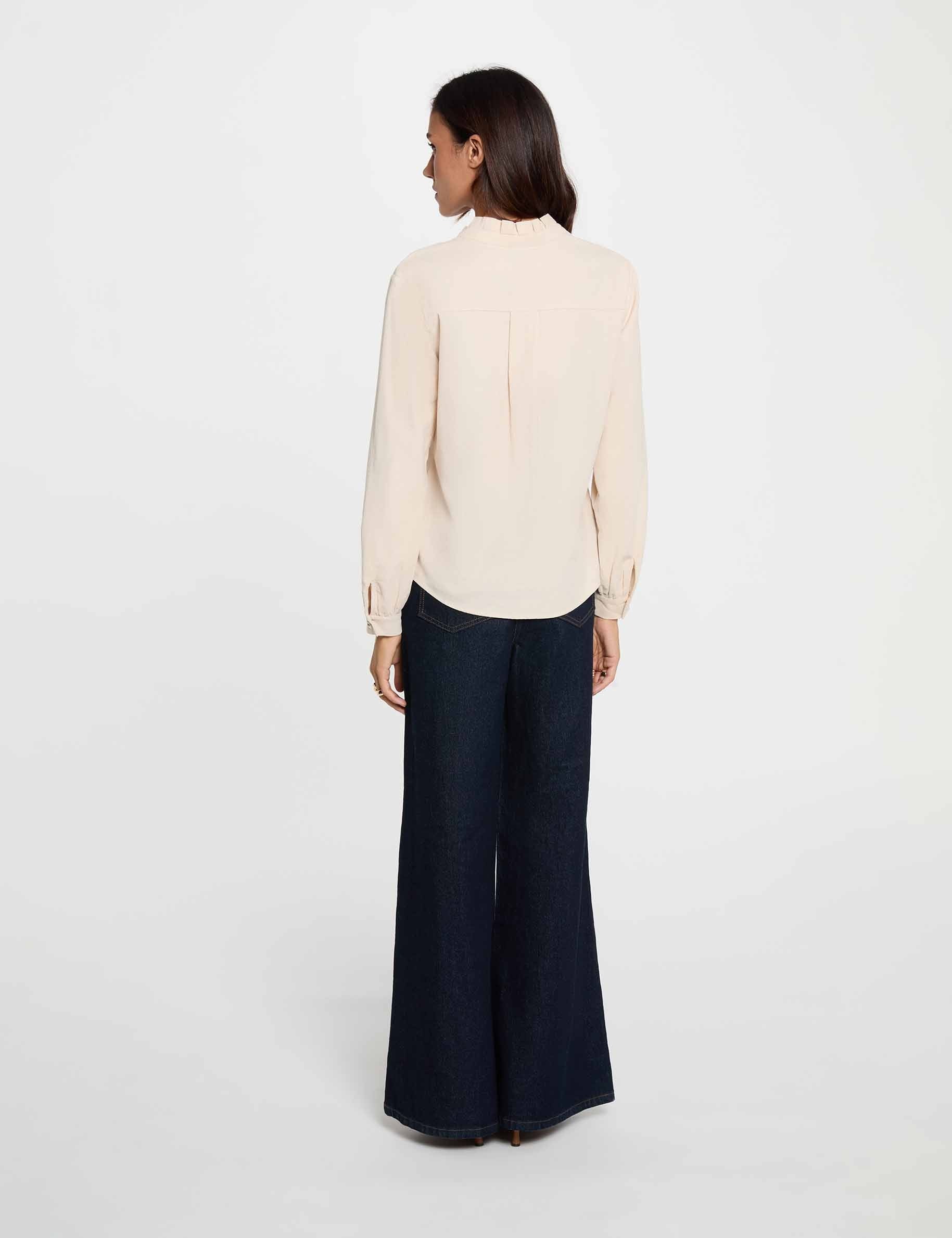 Chemise en velours c&ocirc;tel&eacute; ivoire femme