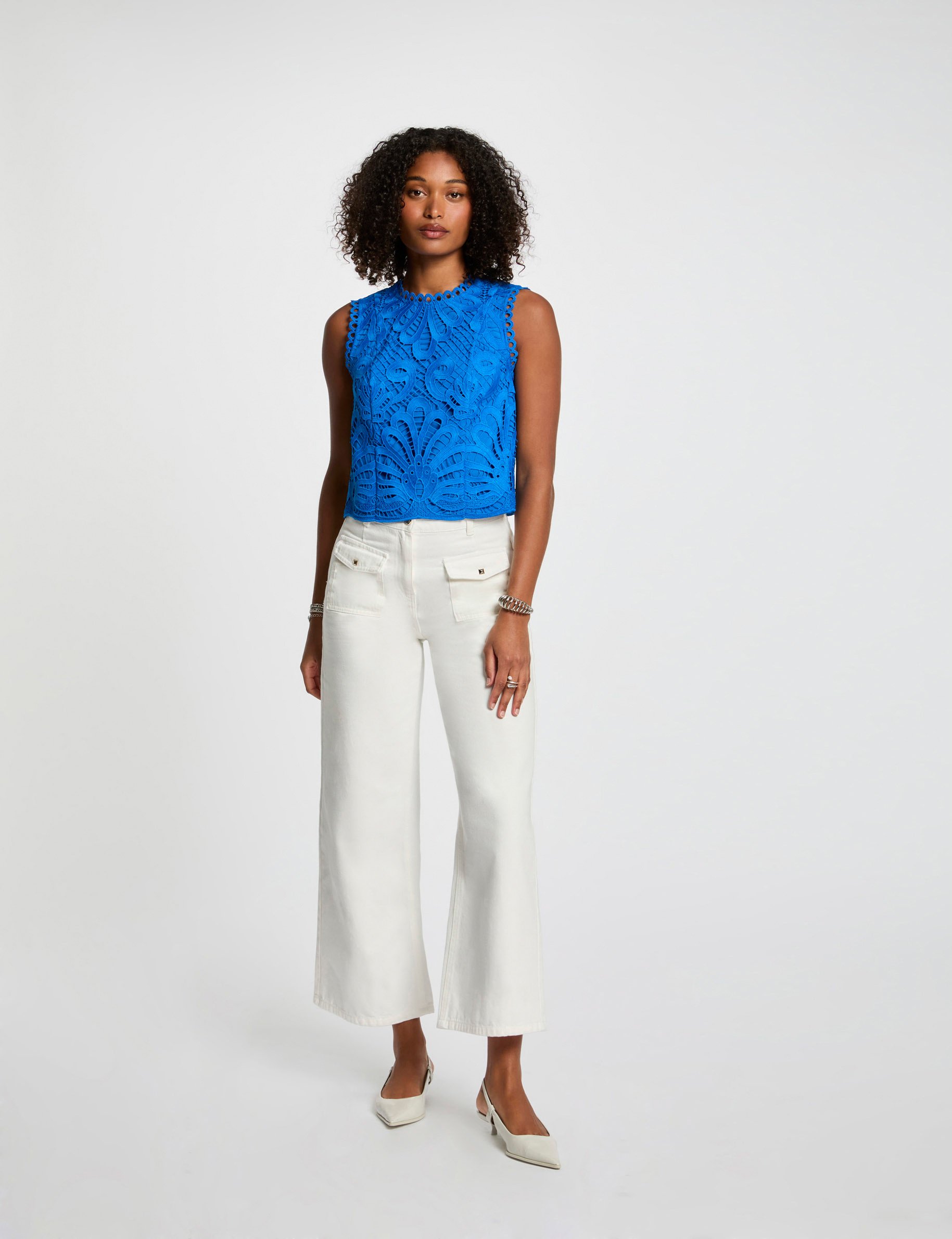 top sans manches dentelle bleu electrique femme Top sans manches dentelle bleu electrique femme