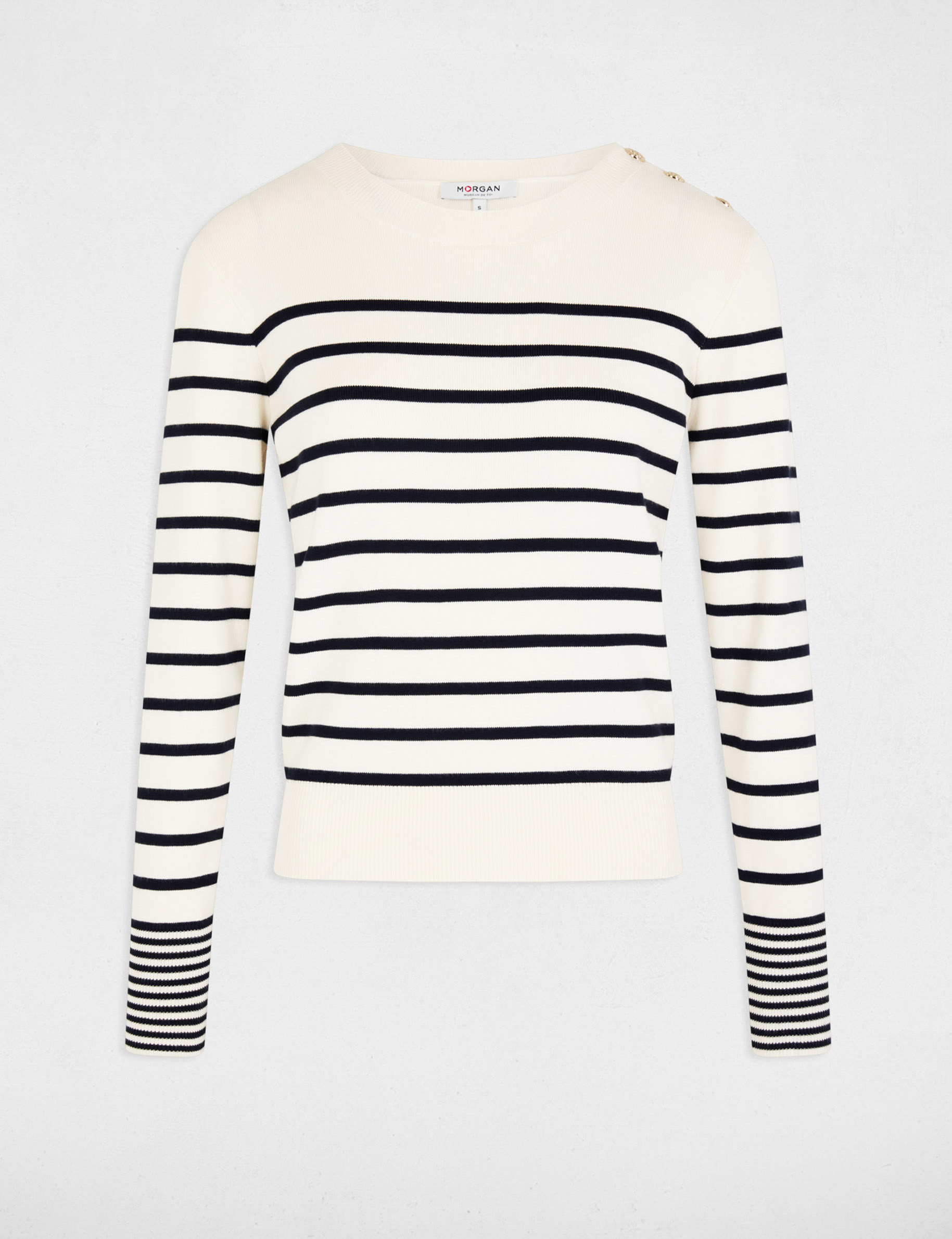 pull manches longues a rayures ecru femme Pull manches longues à rayures ecru femme