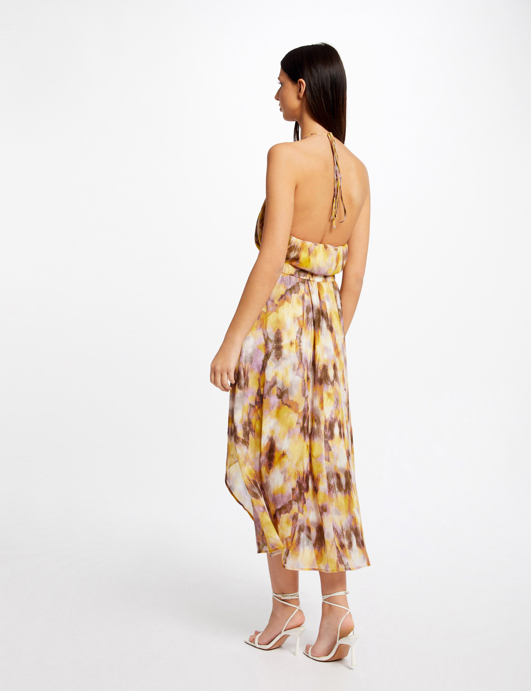 Jupe évasée asymétrique imprimé abstrait multico femme Jupe évasée asymétrique imprimé abstrait multico femme