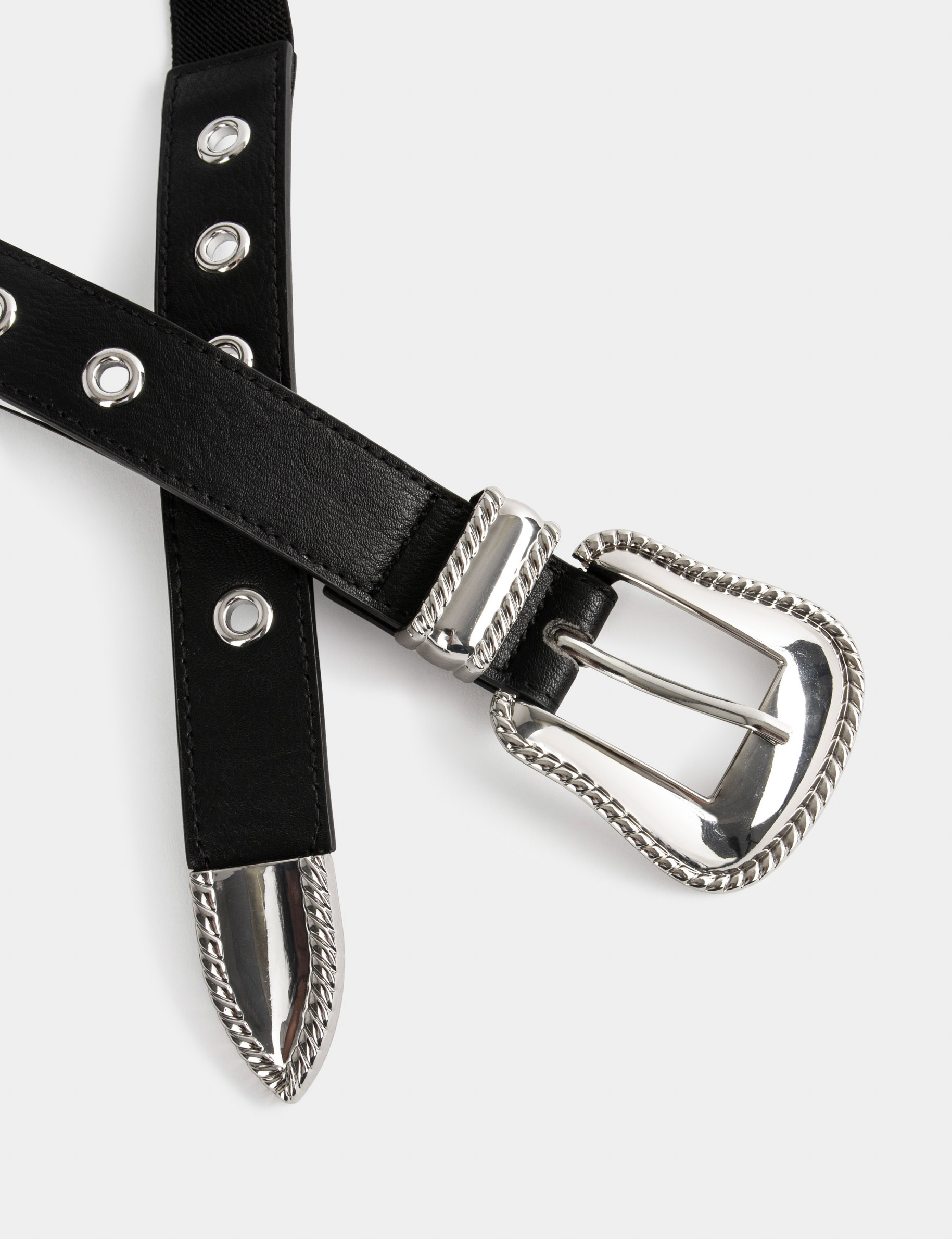 Ceinture avec boucle western noir femme