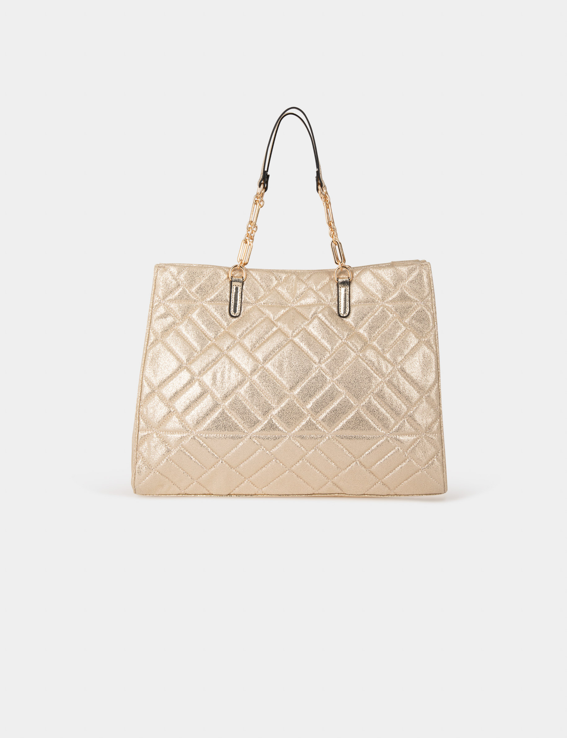 Sac cabas matelassé métallisé dore femme